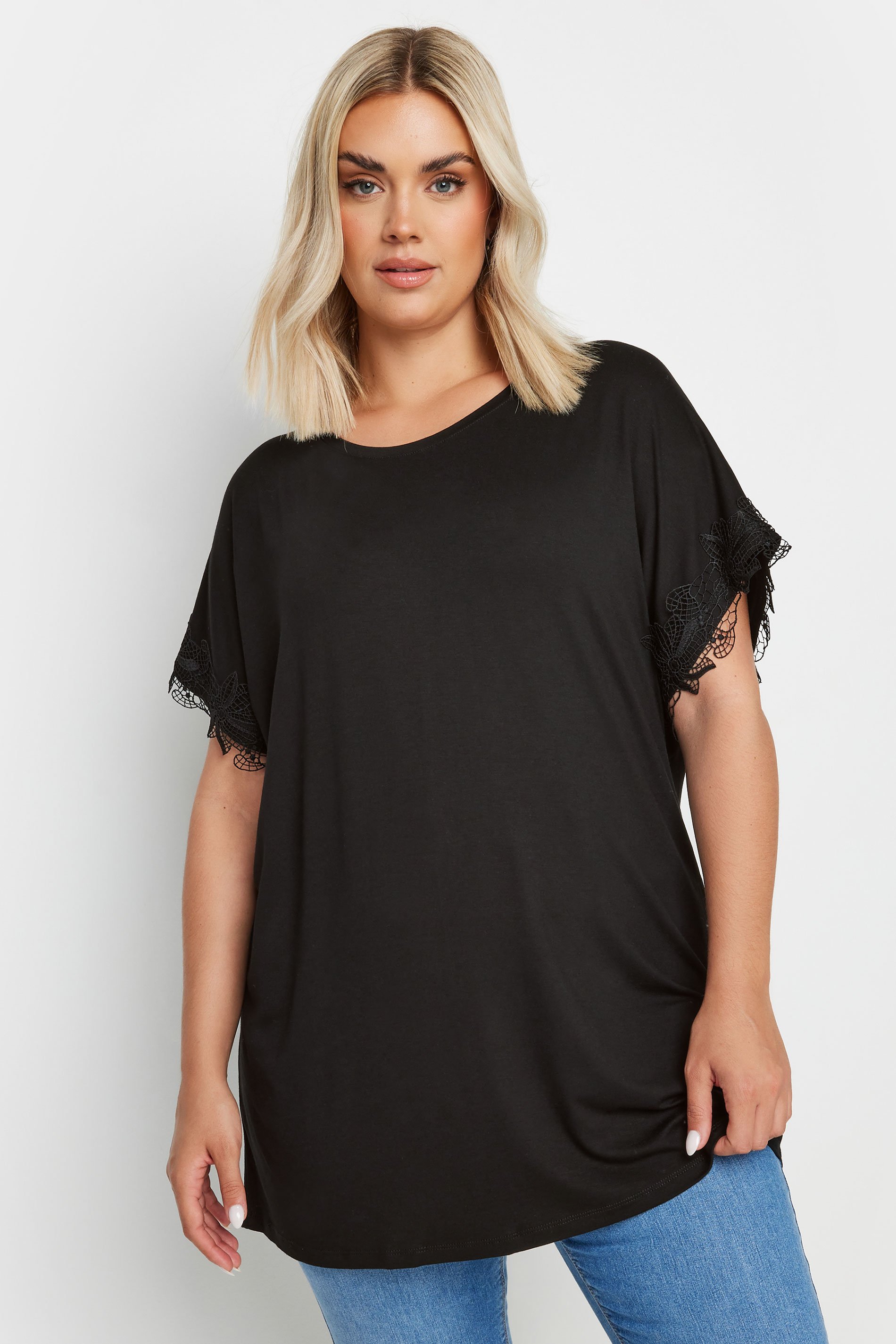 YOURS Plus Size Lace Detail Top | Yours Clothing