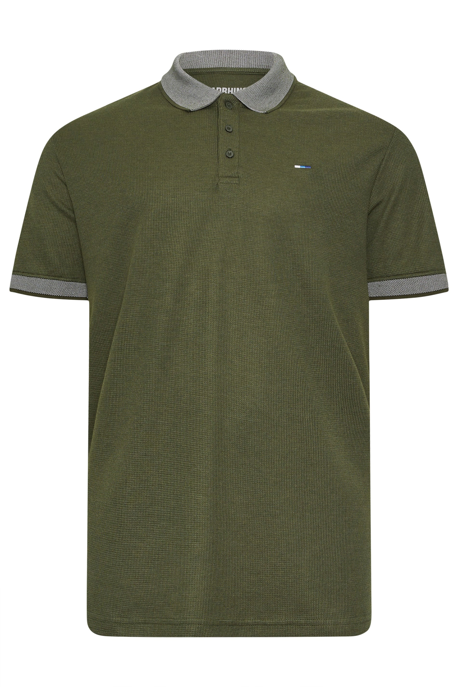 BadRhino Big & Tall Khaki Green Two Tone Waffle Polo Shirt | BadRhino 5