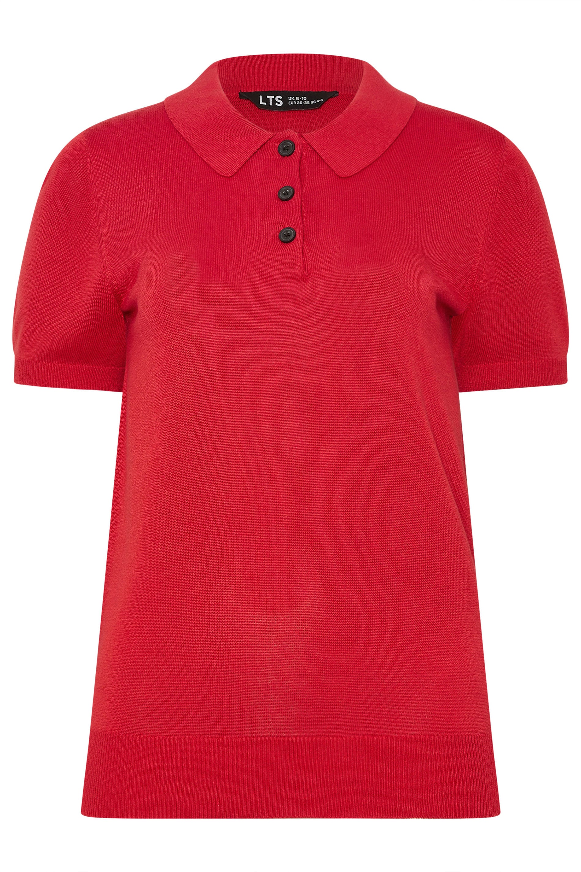 LTS Tall Women's Red Knitted Polo Top | Long Tall Sally 6