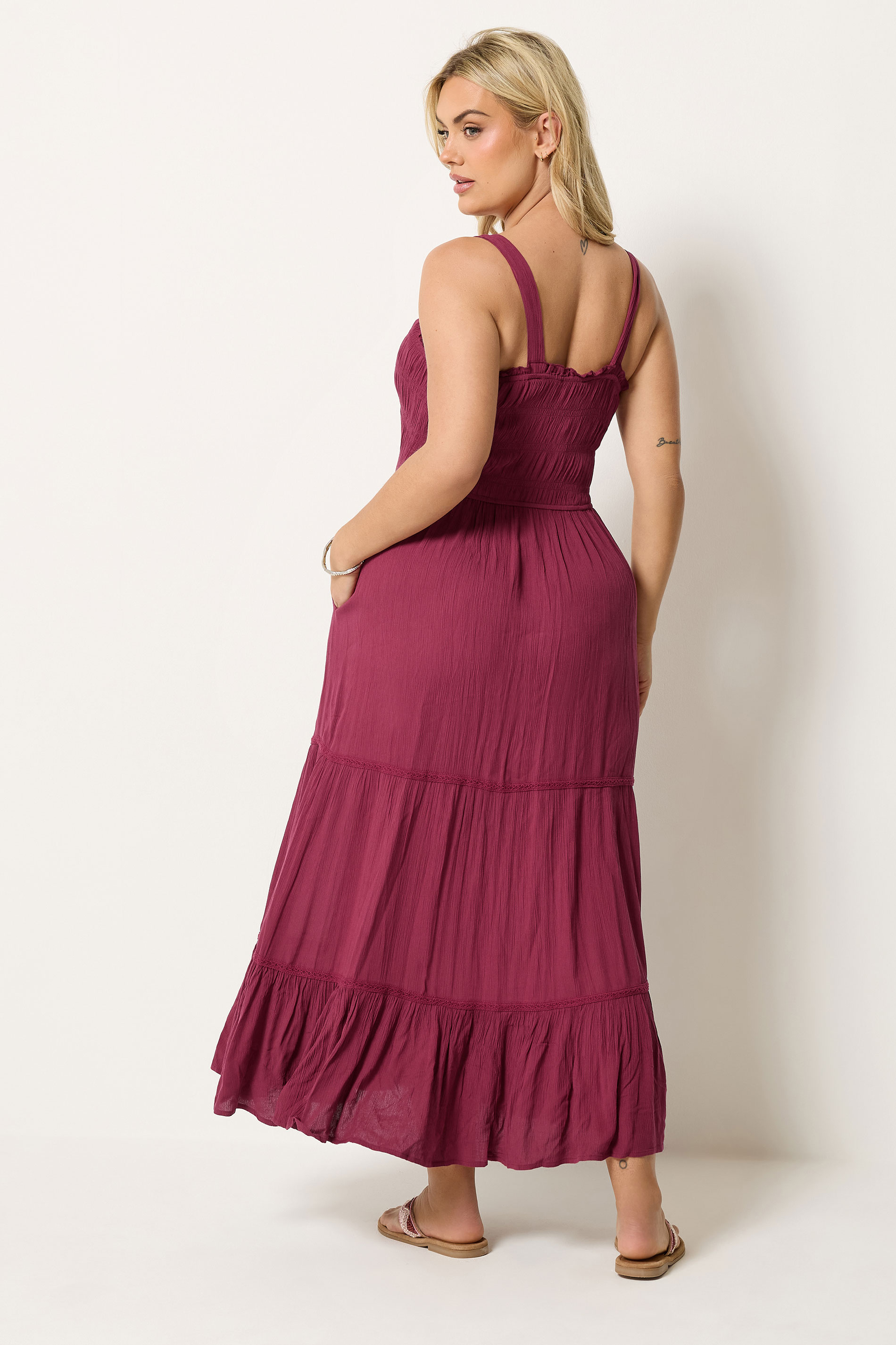 YOURS Plus Size Red Shirred Placket Dress | Yours Clothing 2