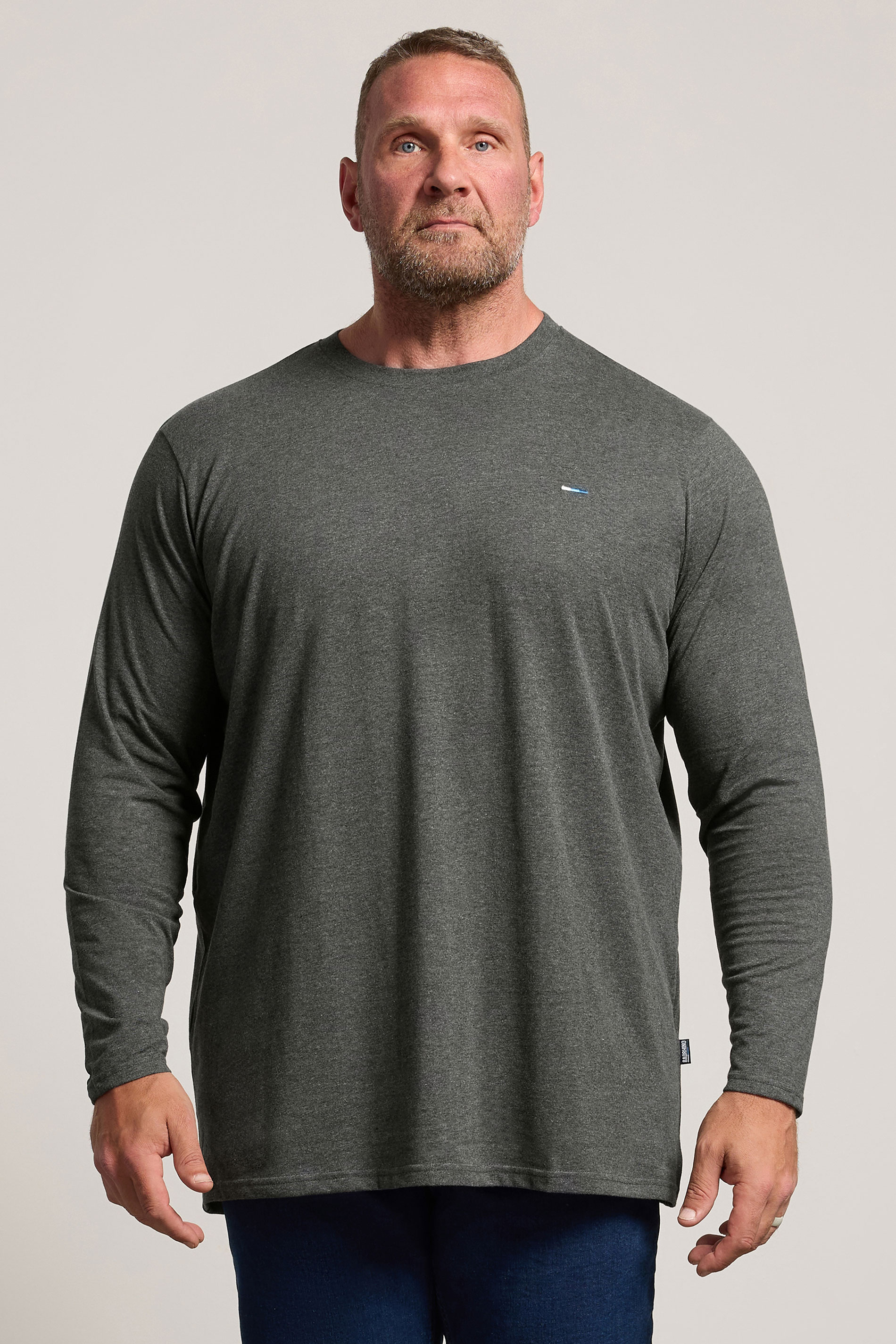 BadRhino Big & Tall Charcoal Grey Extra Long Long Sleeve T-Shirt | BadRhino 3
