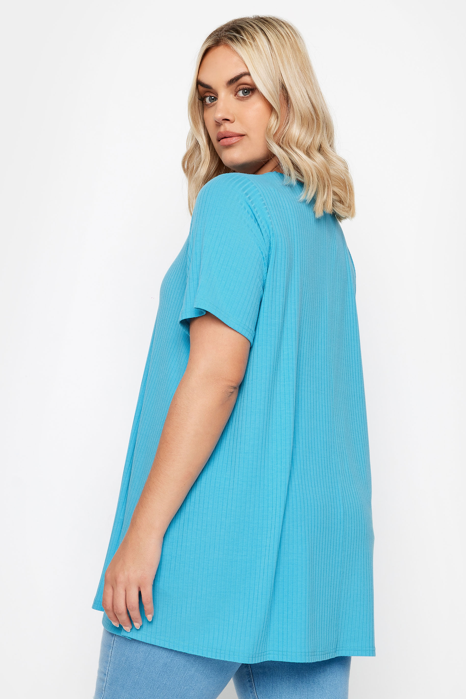 YOURS Plus Size Aqua Blue Swing T-Shirt | Yours Clothing 3