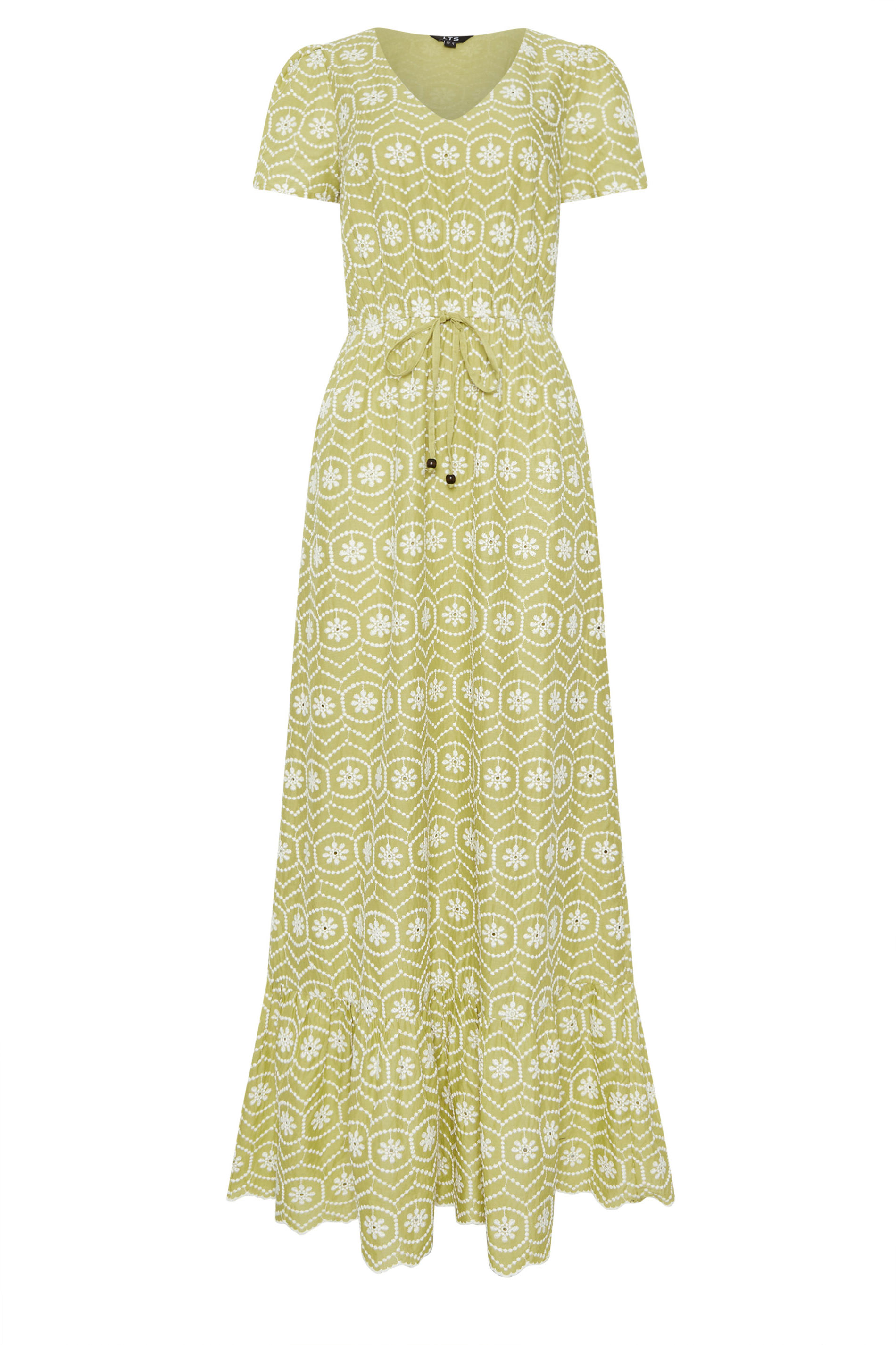LTS Tall Women's Lime Green Floral Embroidered Cotton Maxi Dress | Long Tall Sally 6