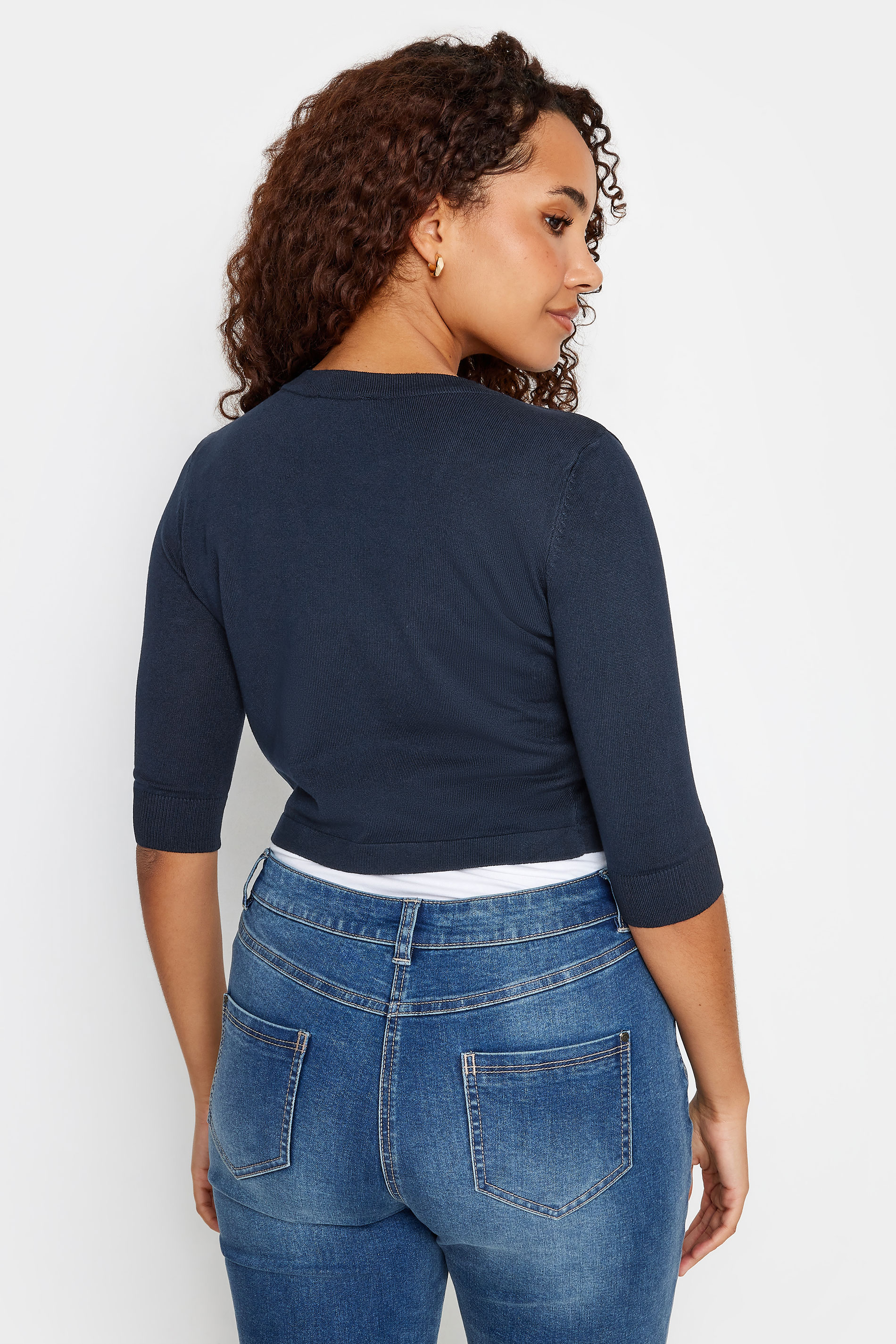 M&Co Navy Blue Cropped Cardigan | M&Co 3
