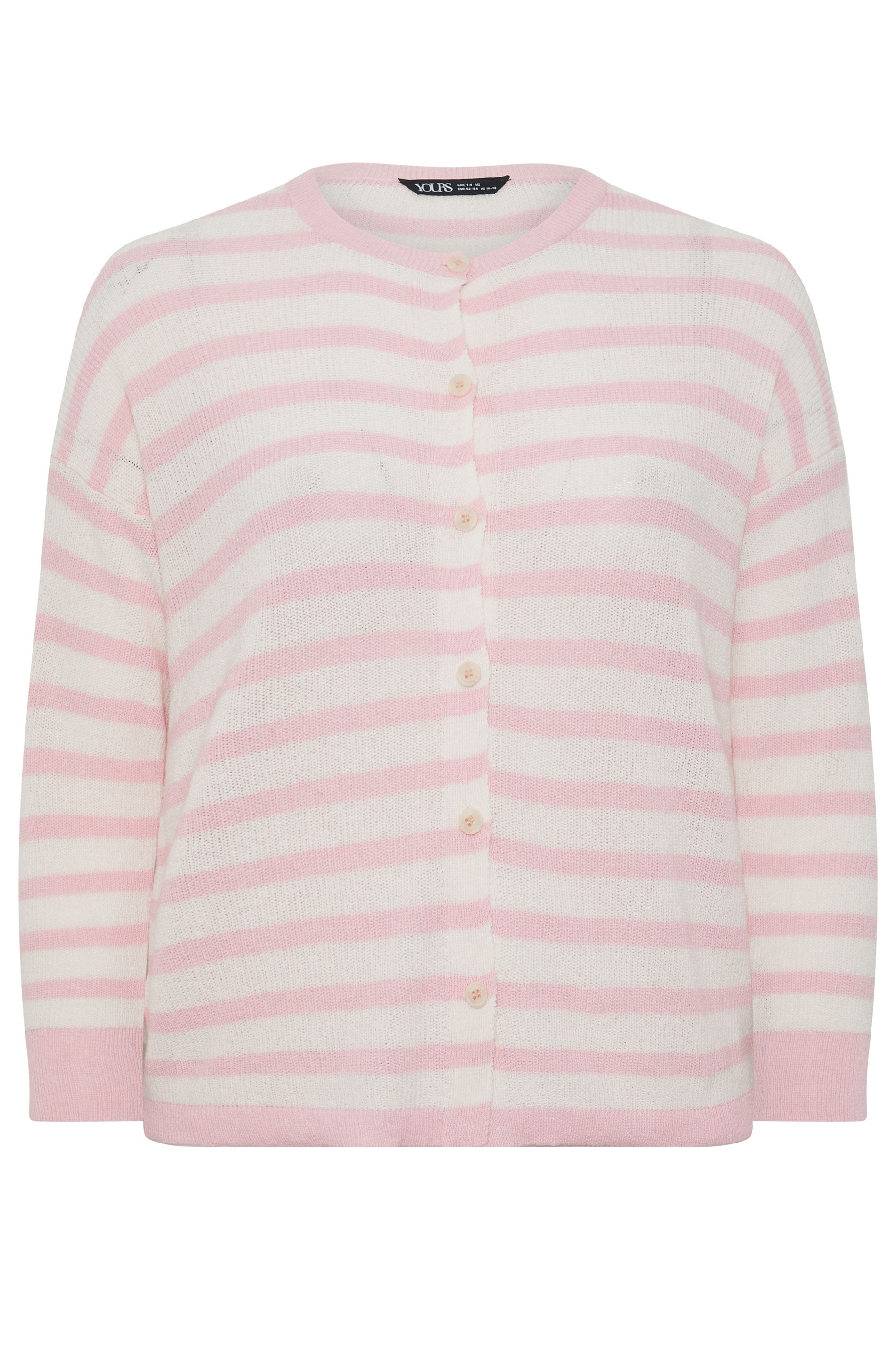 YOURS Plus Size Pink Stripe Knitted Cardigan | Yours Clothing 5