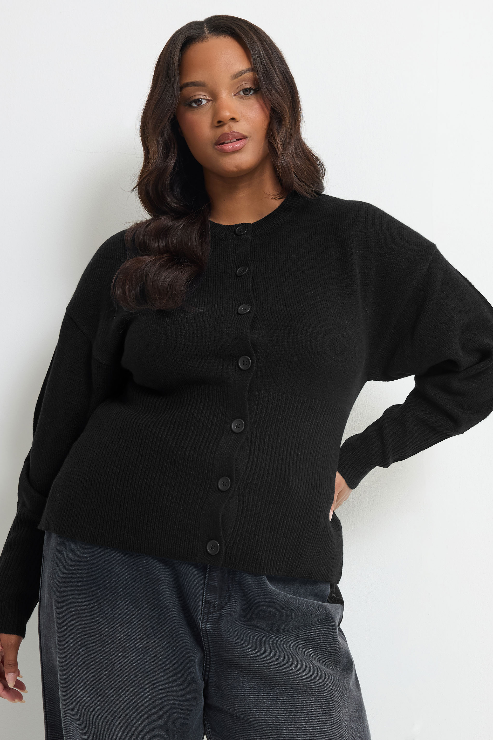 Limited Collection Plus Size Black Wide Hem Cardigan Size 40-42