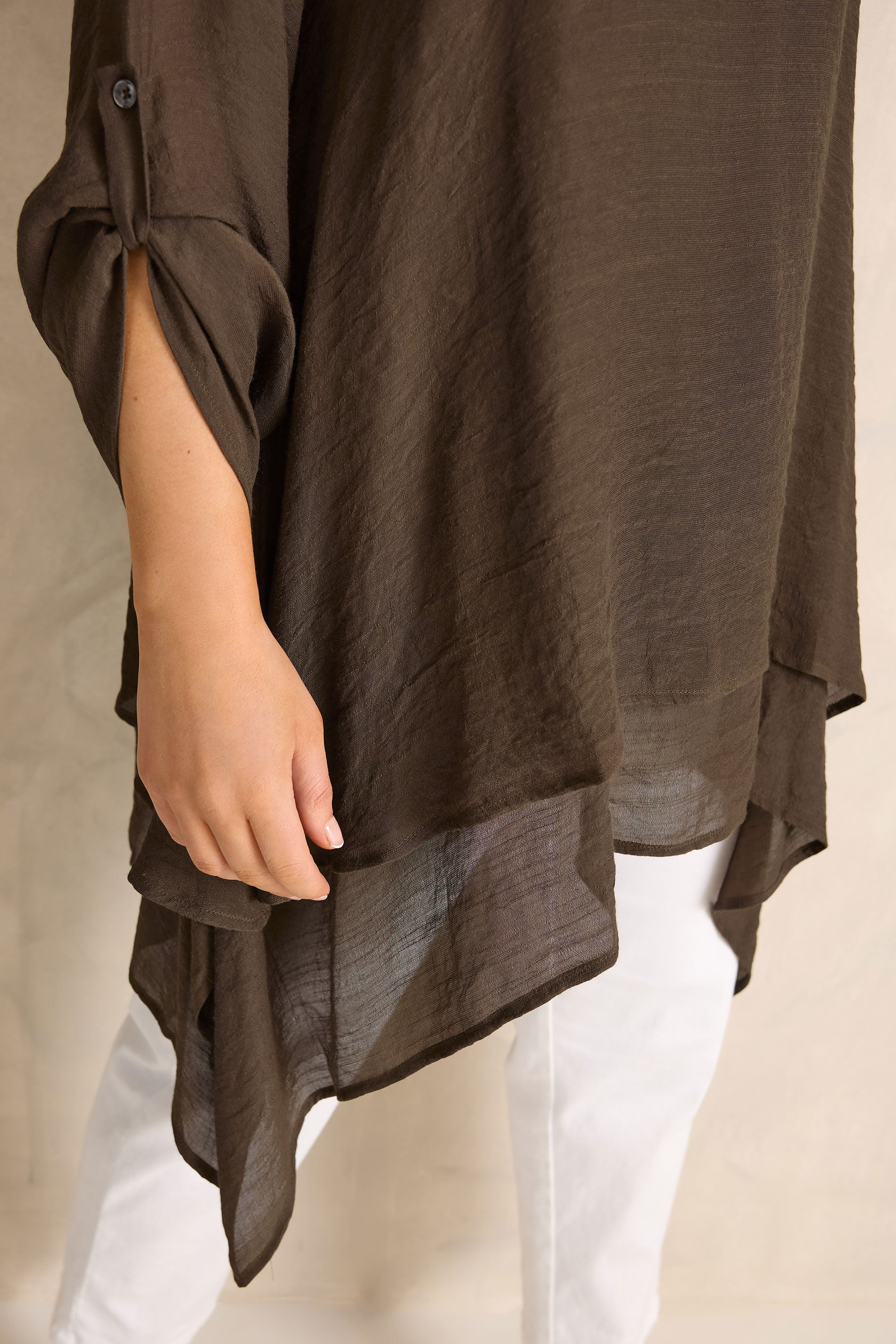 EVANS Plus Size Chocolate Brown Double Layer Blouse | Evans 4