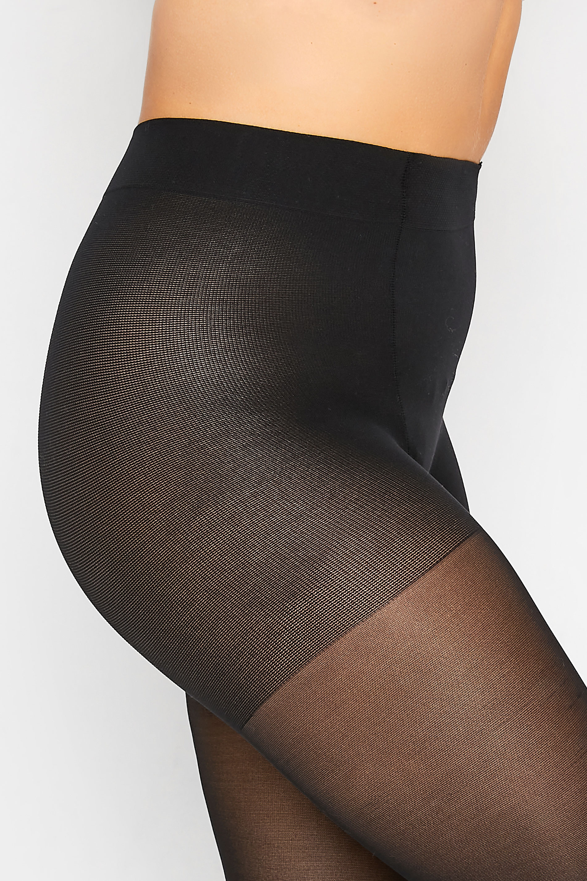 Black 80 Denier Tummy Shaping Tights  | Yours Clothing 2