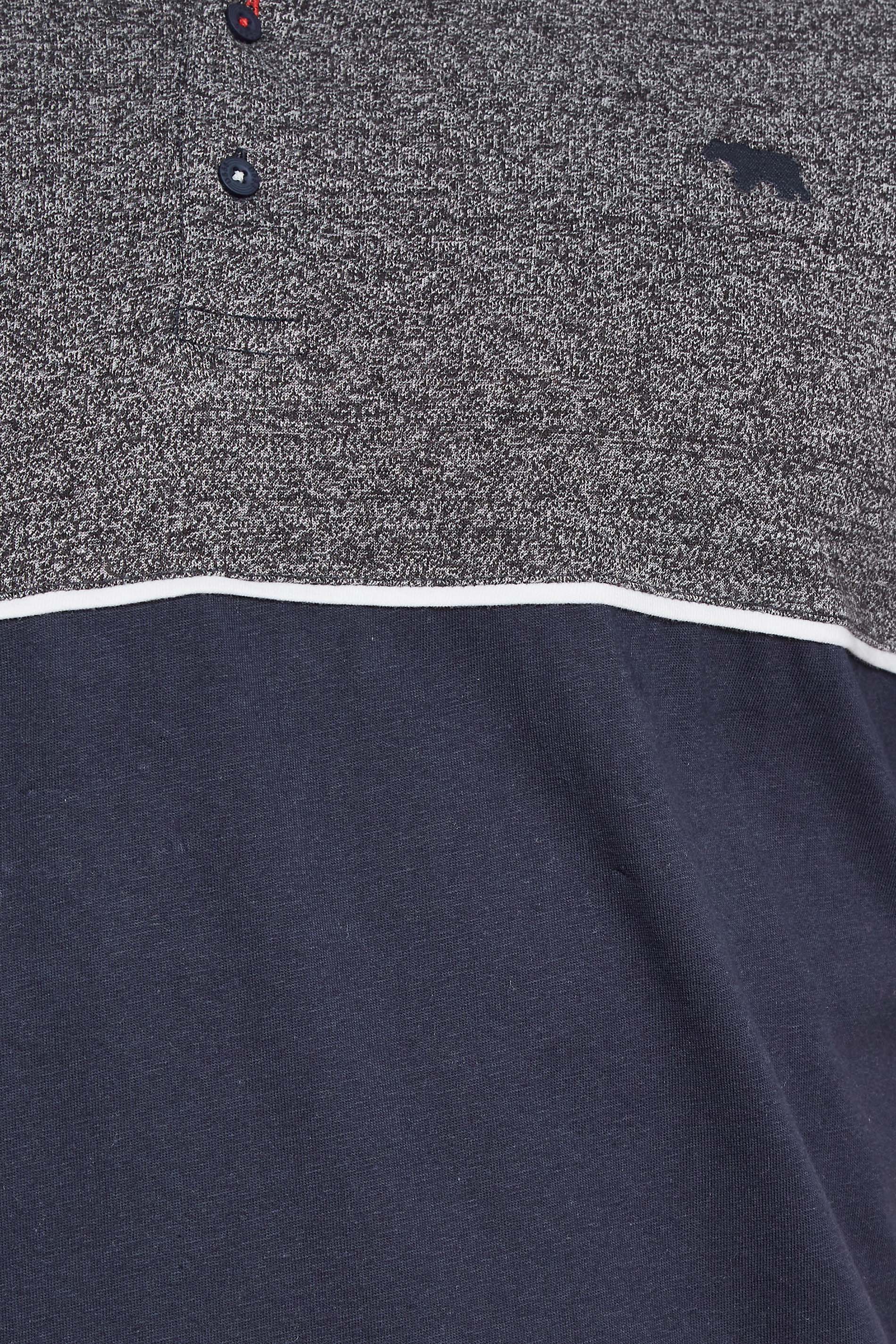 D555 Big & Tall Grey Marl Cut And Sew Polo Shirt | BadRhino 2