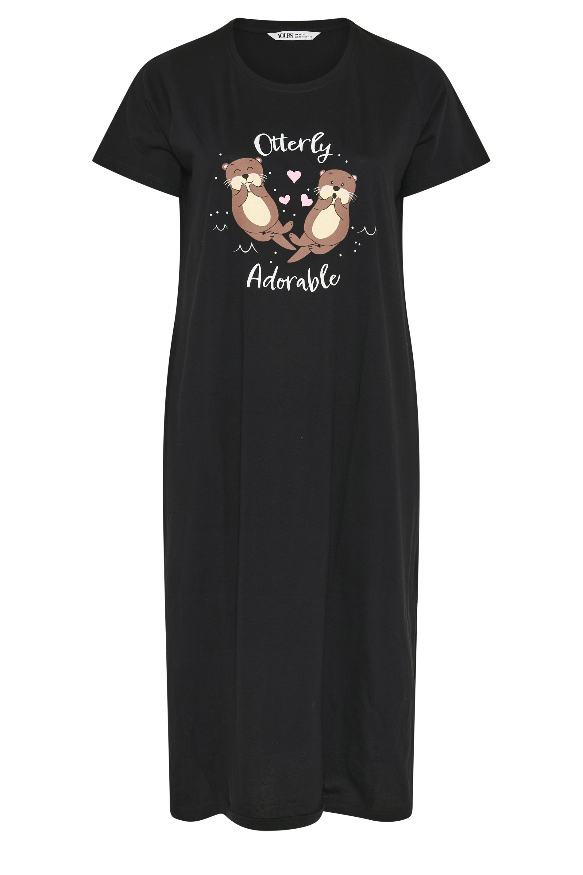 YOURS Plus Size Black 'Otterly Adorable' Midaxi Nightdress | Yours Clothing 5