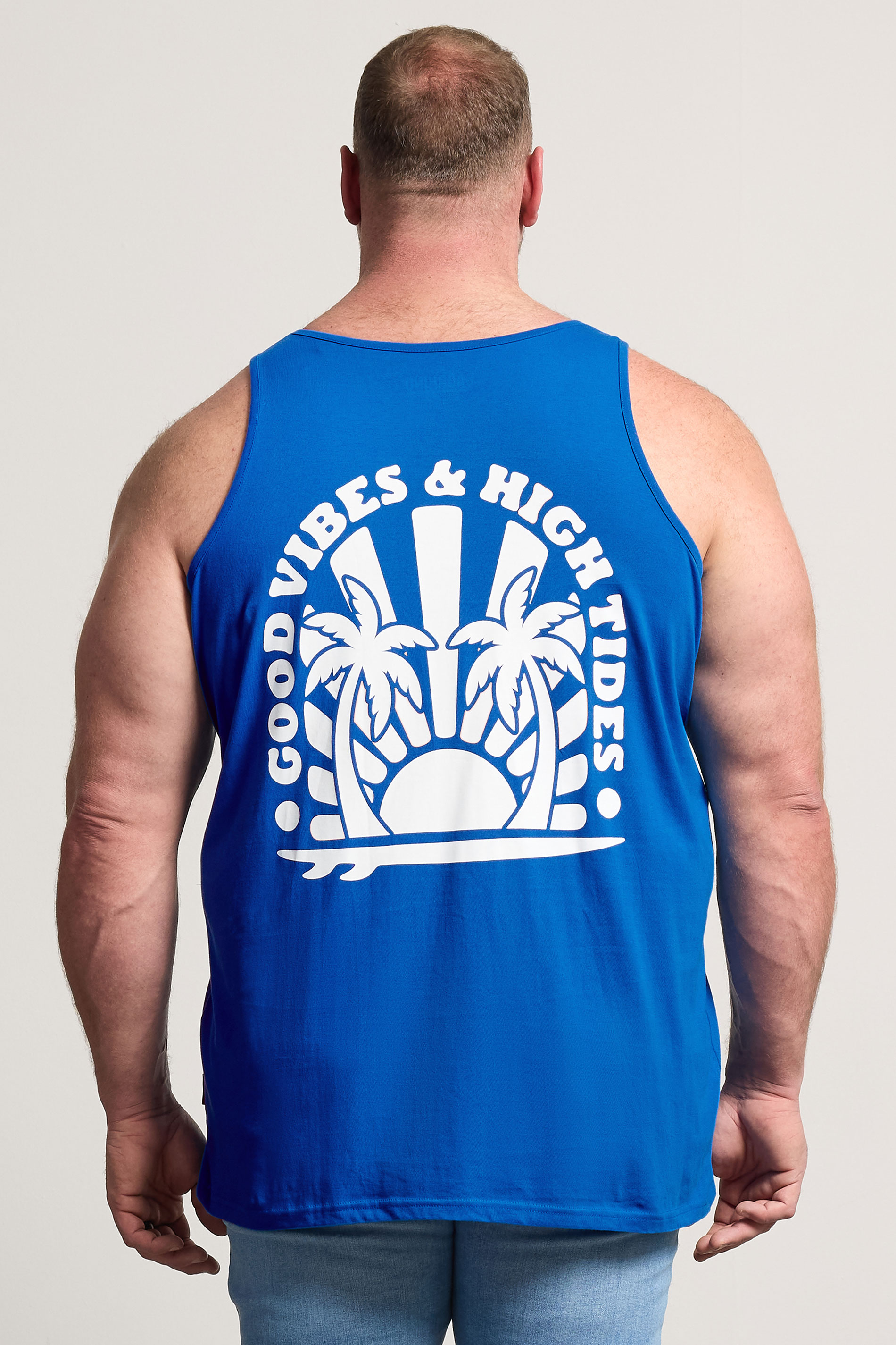 BadRhino Big & Tall Blue Extra Long Good Vibes Vest Top | BadRhino 2