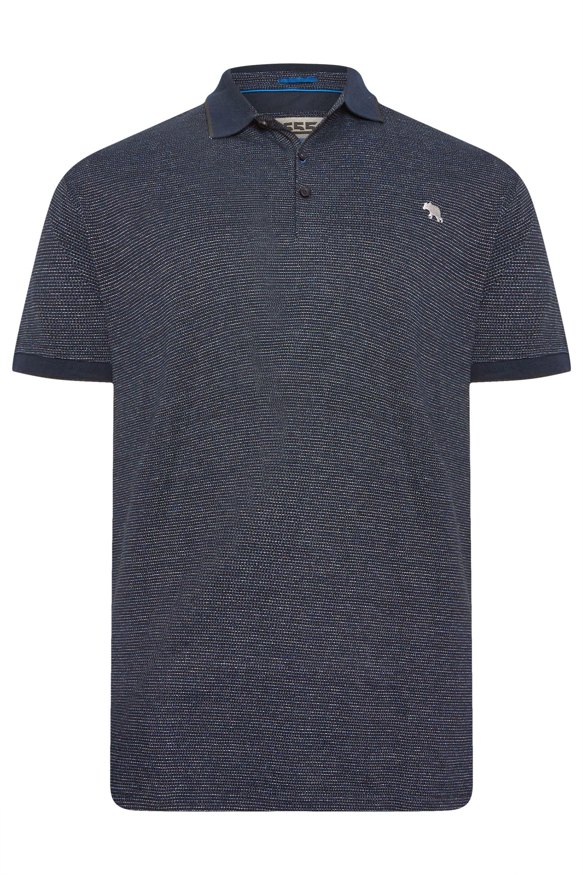 D555 Big & Tall Navy Blue Logo Jersey Polo Shirt | BadRhino 1