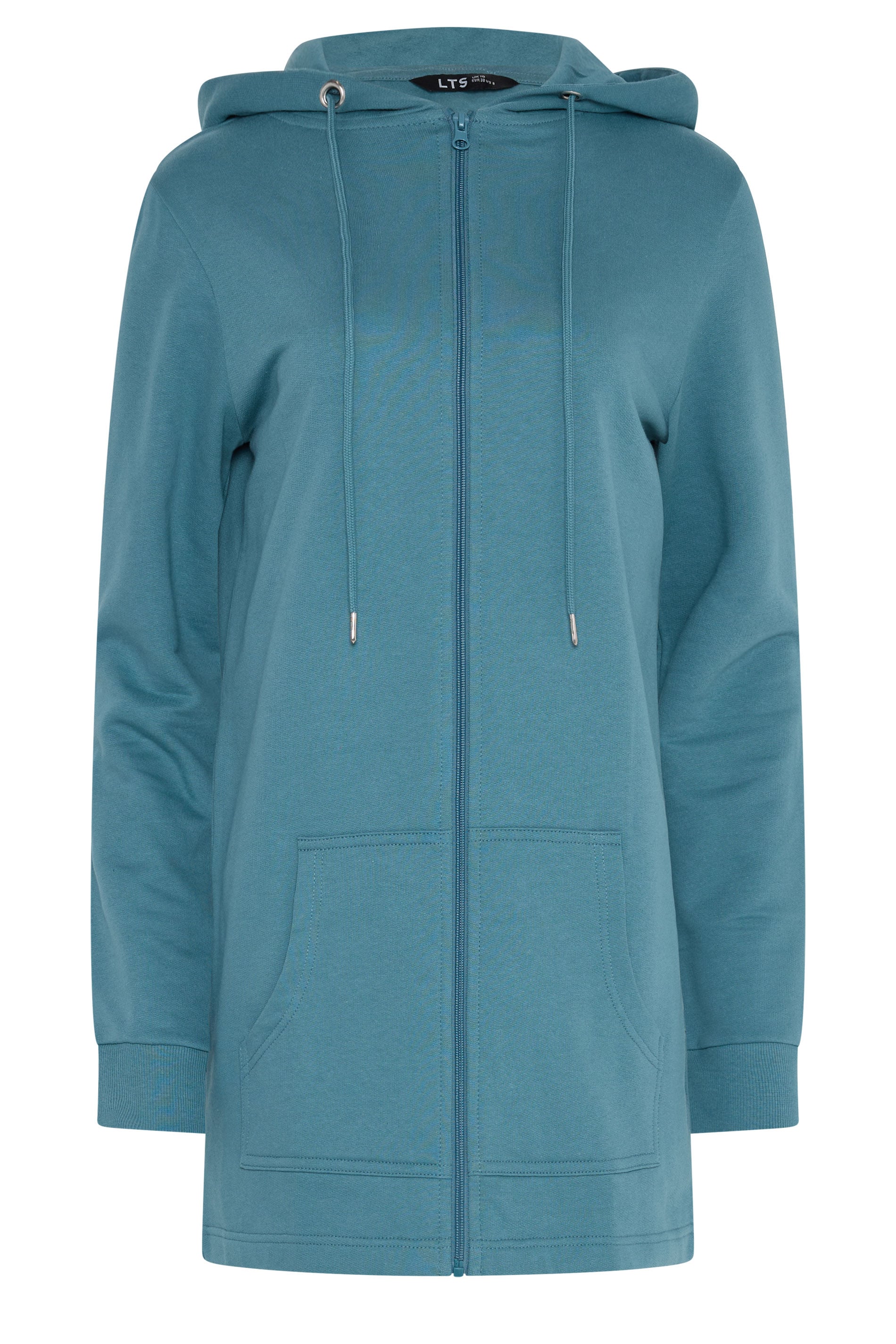 LTS Tall Women's Teal Blue Cotton Longline Zip Hoodie | Long Tall Sally 5