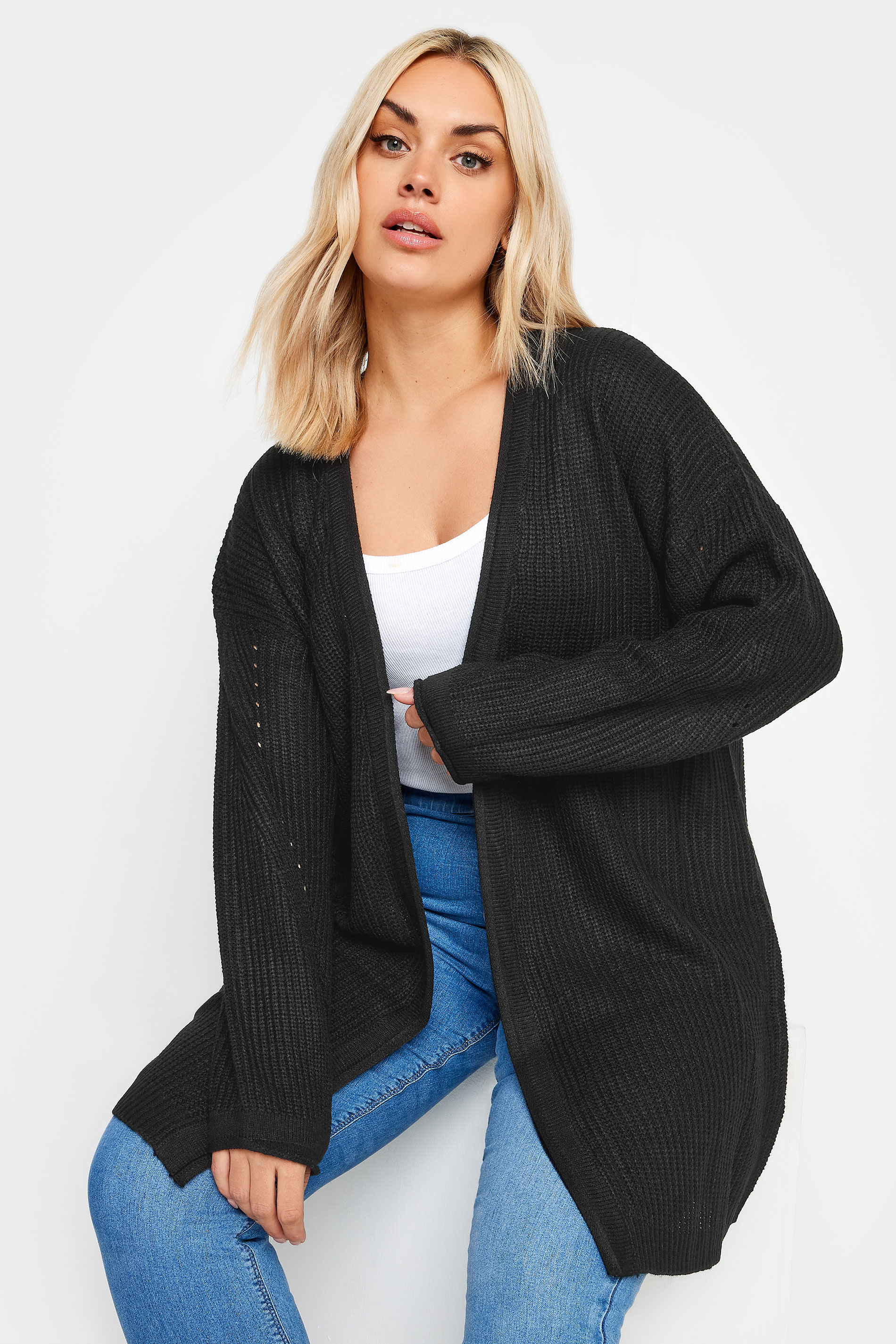 YOURS Plus Size Black Essential Knitted Cardigan | Yours Clothing  1