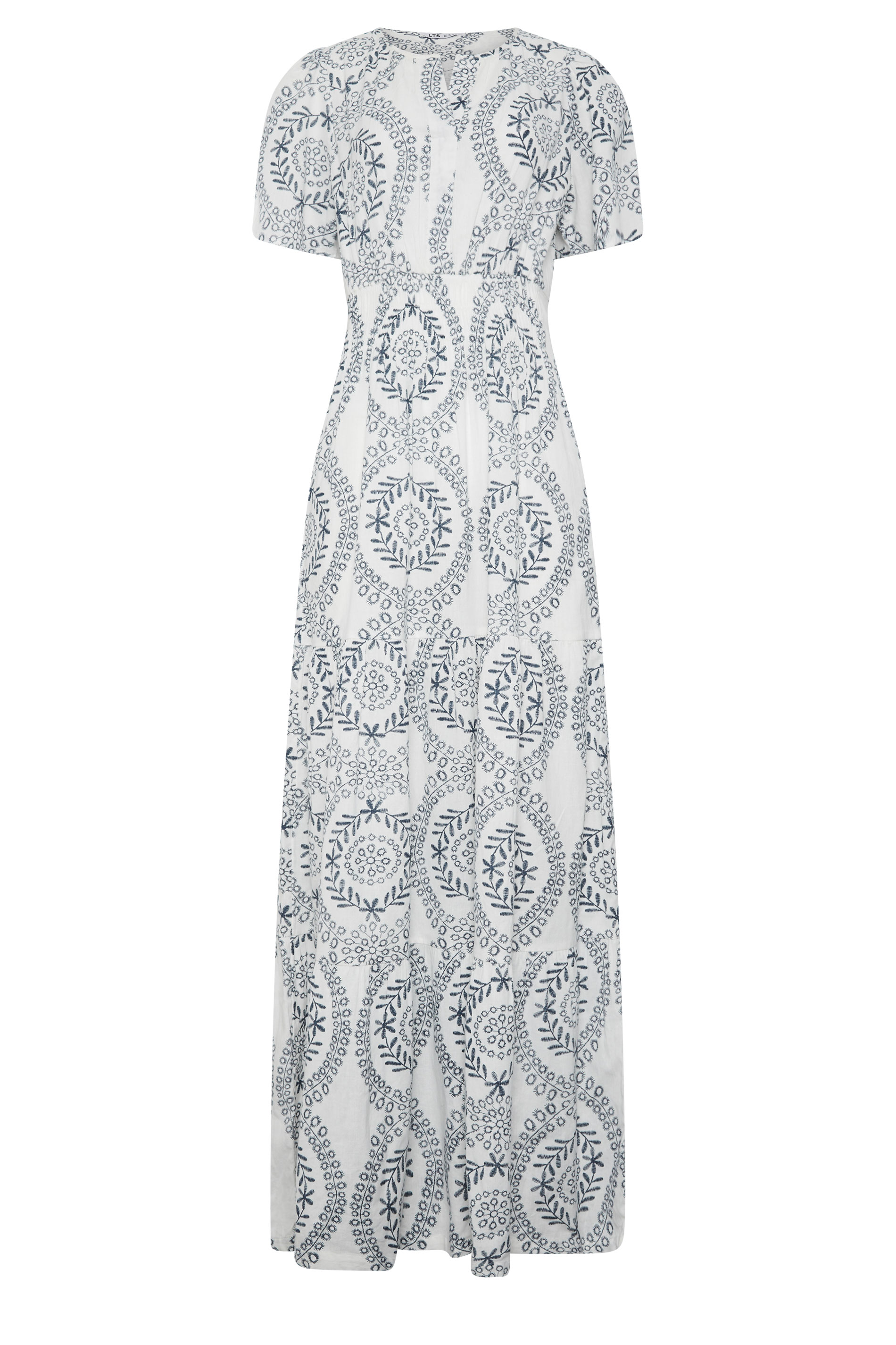 LTS Tall Women's Navy & White Lace Print Linen Maxi Dress | Long Tall Sally 1
