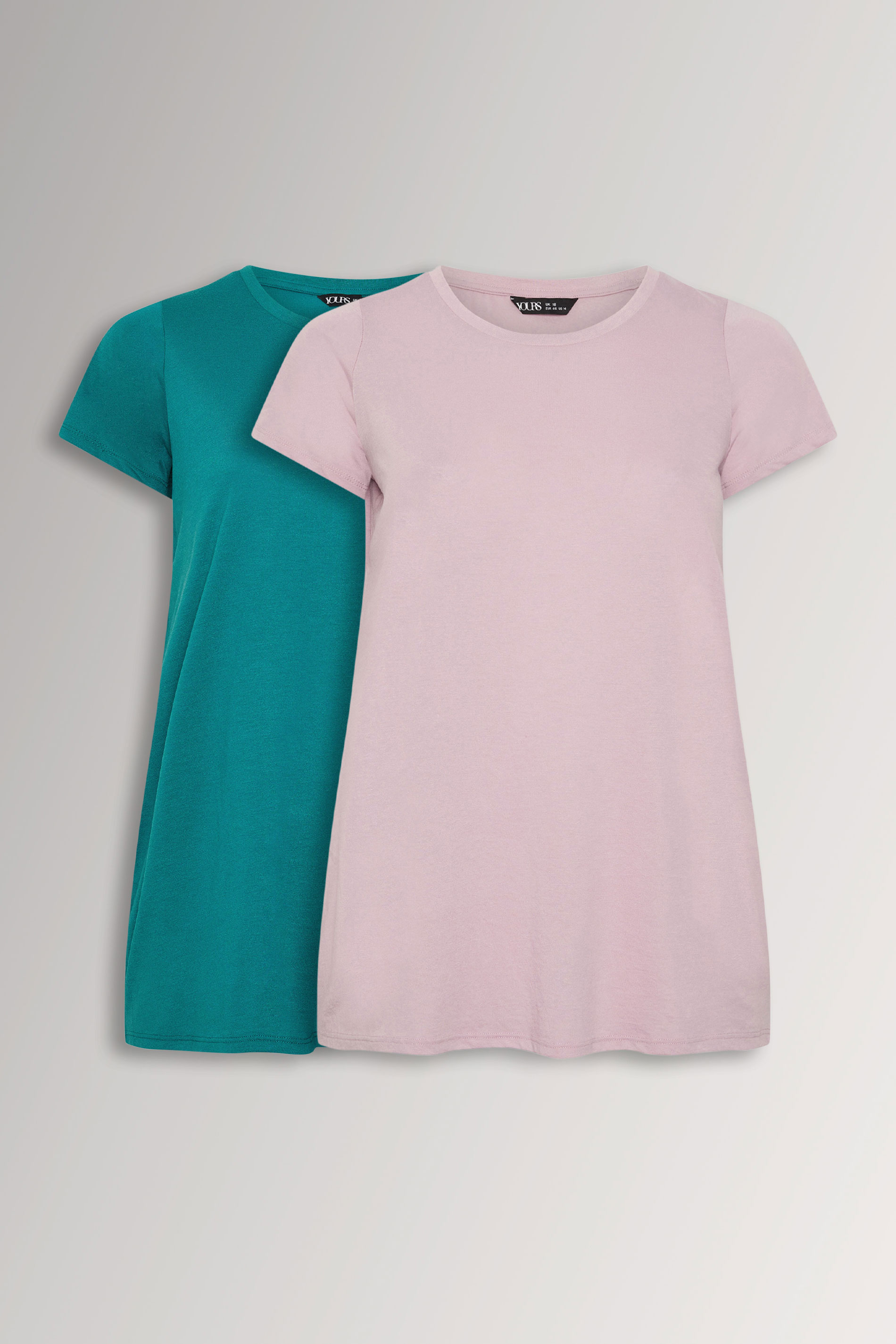 YOURS 2 PACK Plus Size Green & Pink Short Sleeve Core T-Shirts | Yours Clothing 3