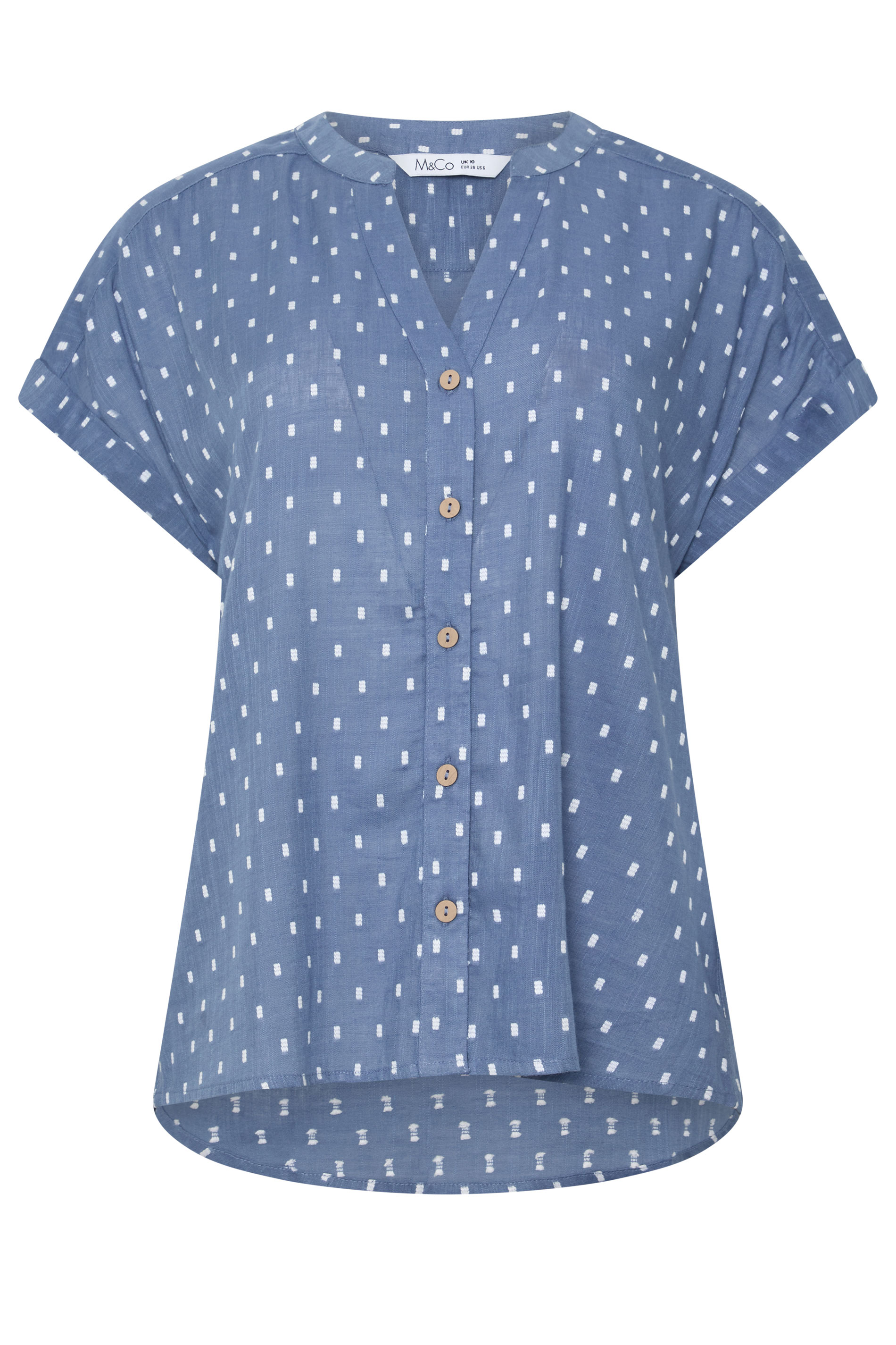 M&Co Women's Denim Blue Dobby Shirt | M&Co 5
