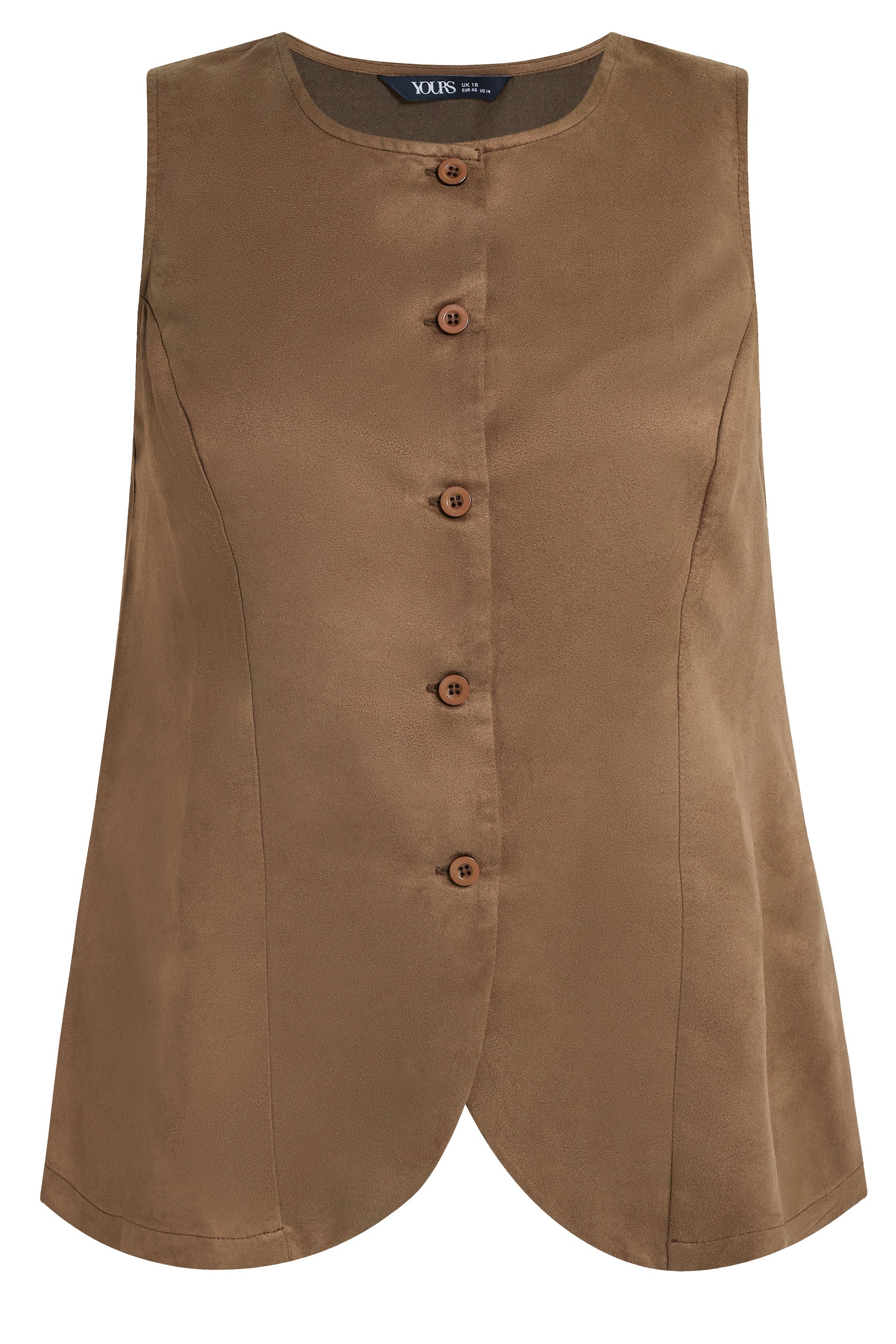 YOURS Plus Size Chocolate Brown Suedette Waistcoat | Yours Clothing 5