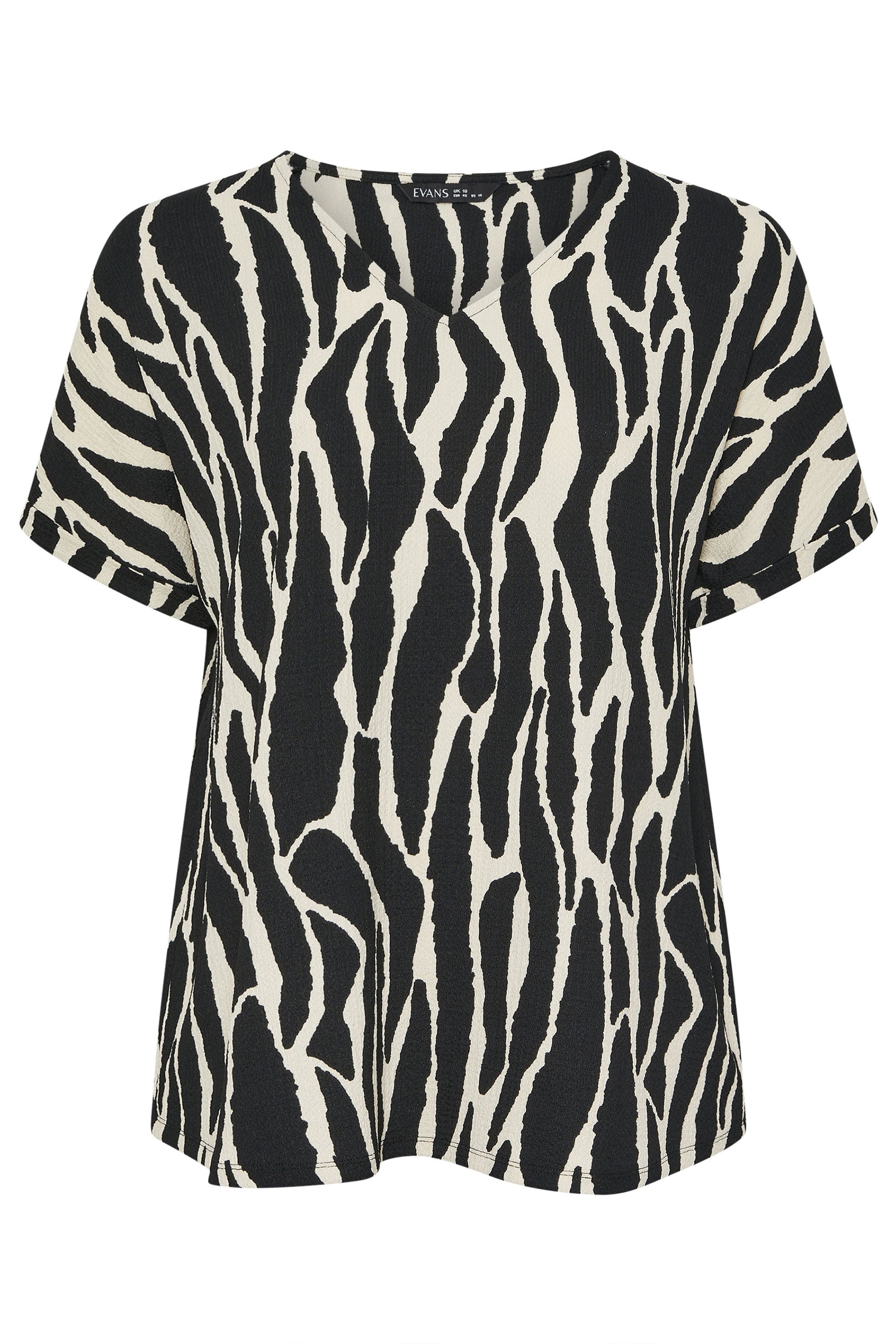 EVANS Plus Size Black Zebra Print V-Neck Top | Evans 6