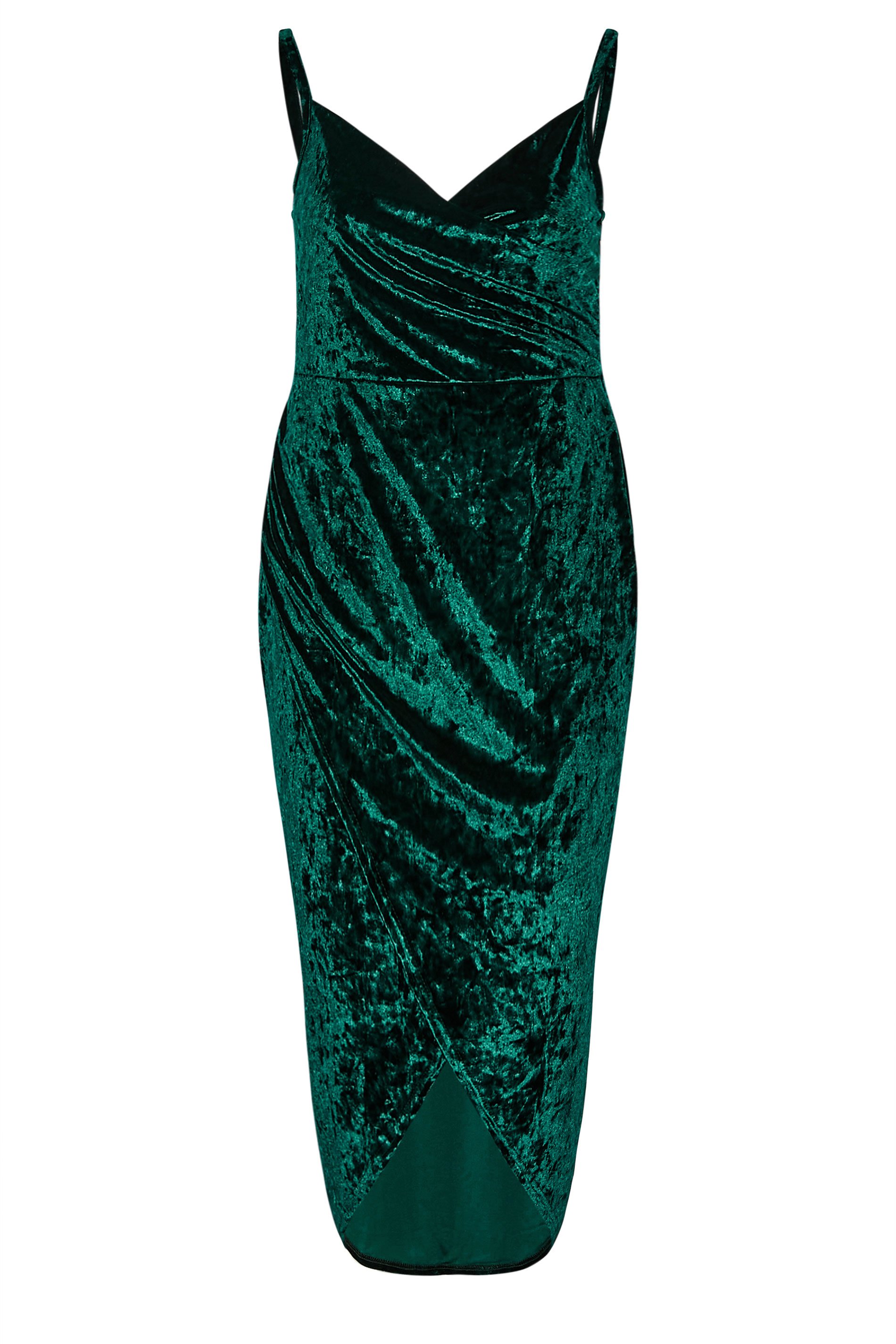 YOURS LONDON Plus Size Green Velvet Bodycon Wrap Dress | Yours Clothing