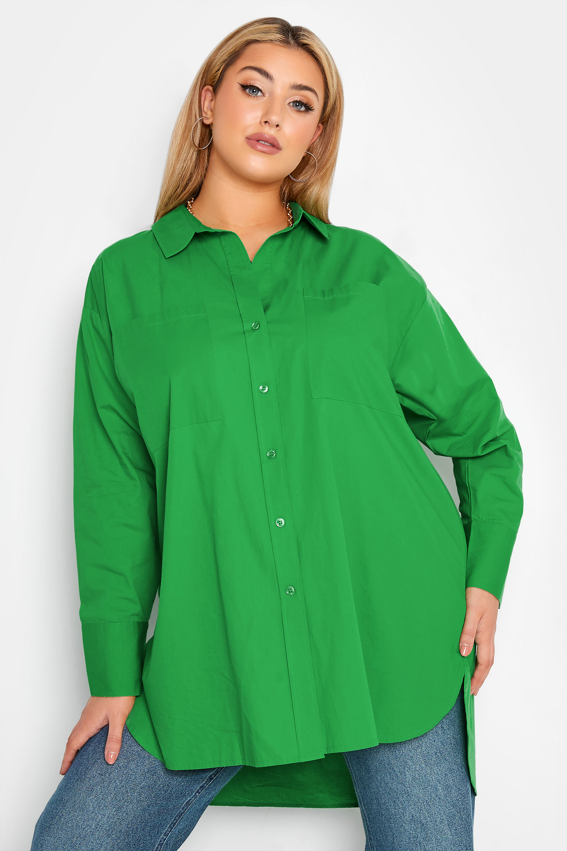 Grande taille  Blouses & Chemisiers Grande taille  Chemisiers | LIMITED COLLECTION - Chemisier Vert Oversize Boyfriend - UC40595