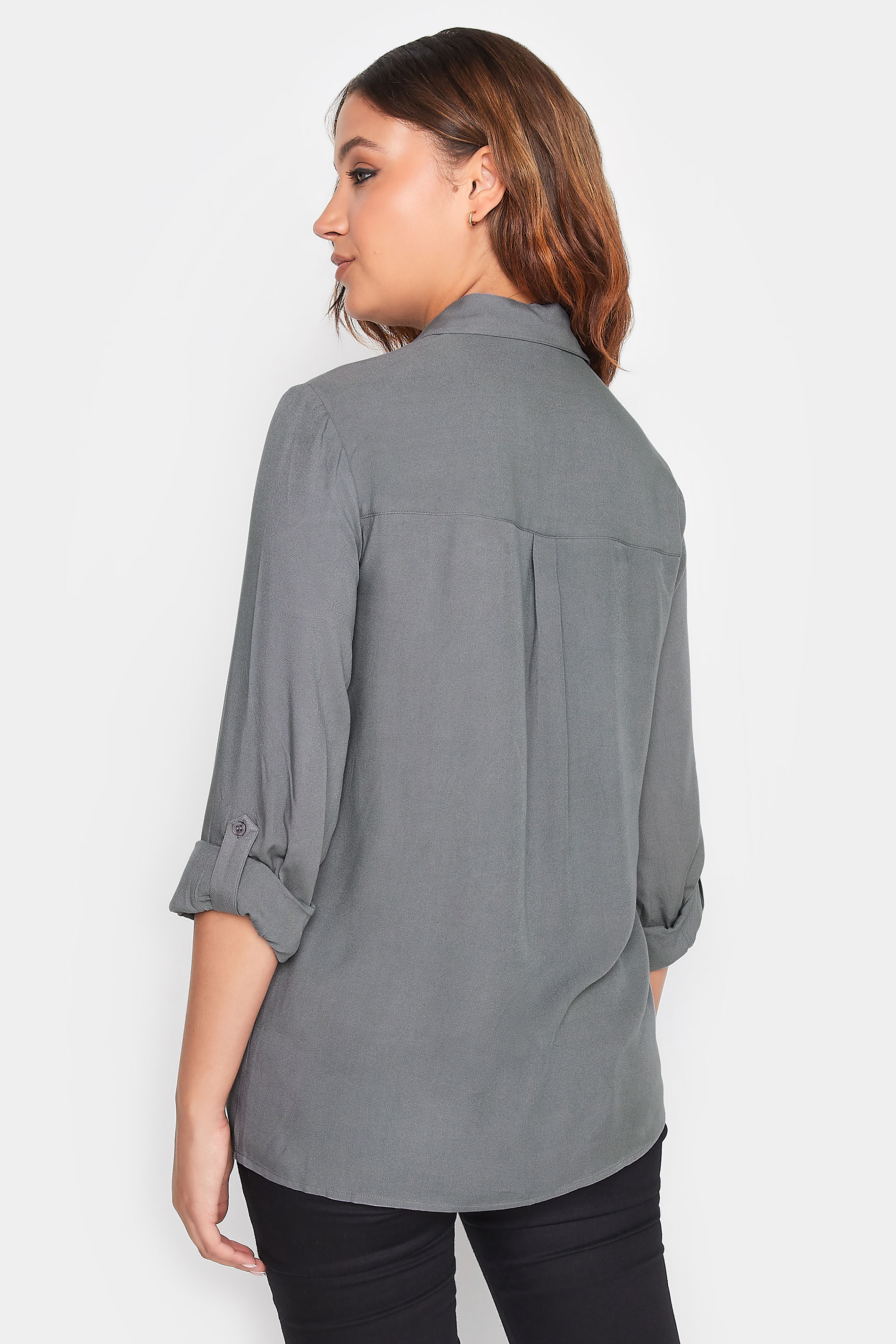 LTS Tall Grey Long Sleeve Utility Shirt | Long Tall Sally 3