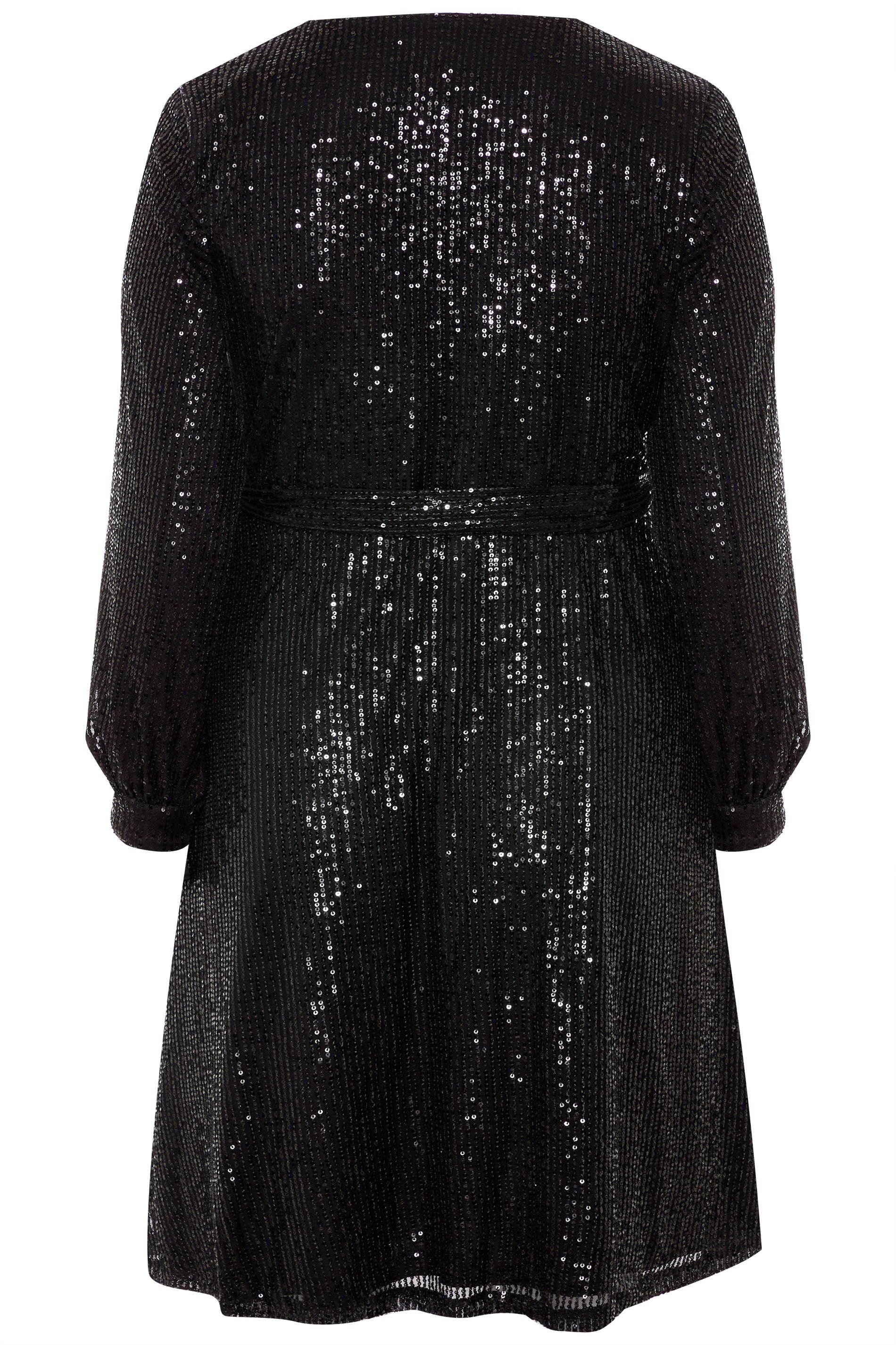 CHI CHI Black Sequin Wrap Dress | Yours Clothing