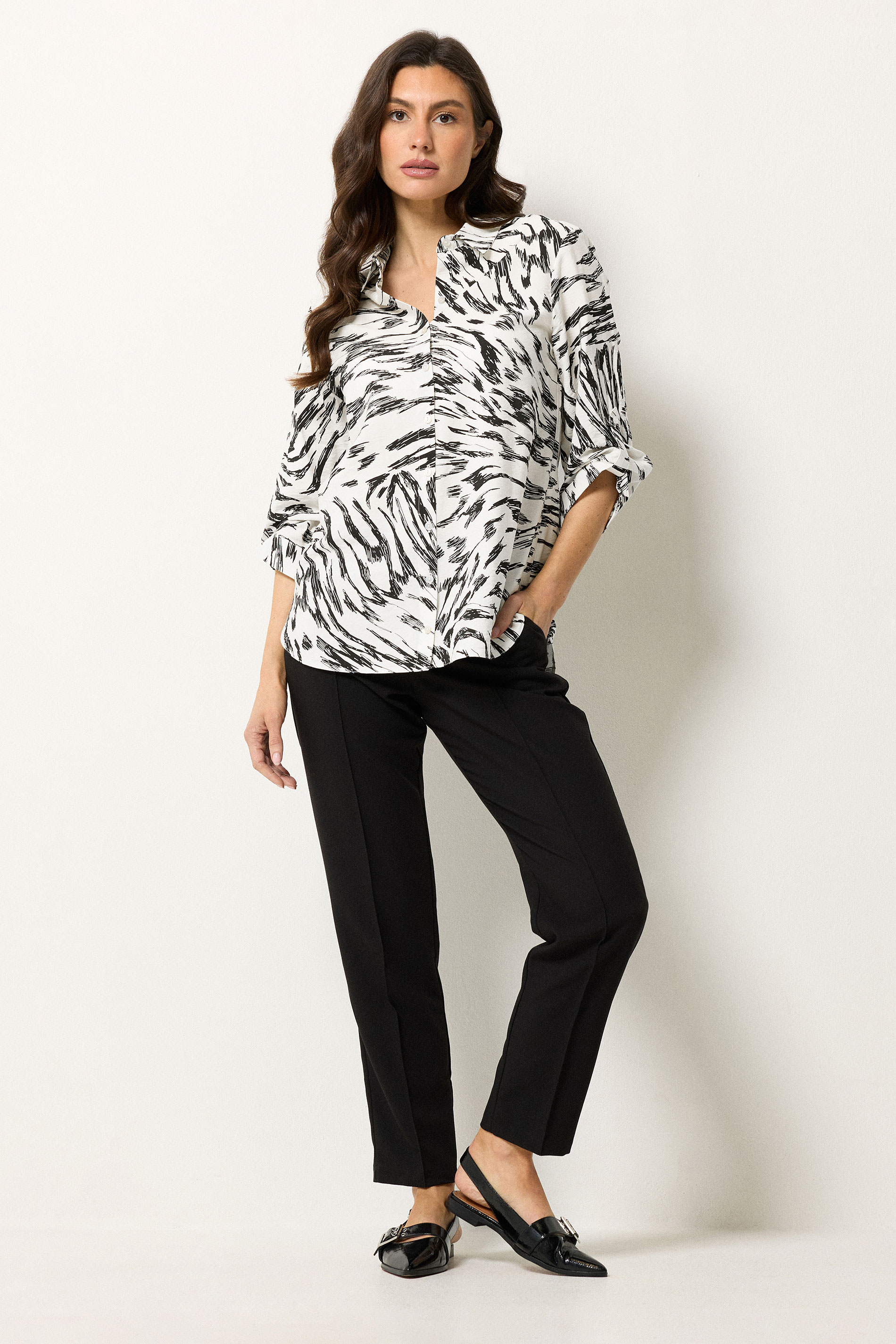 M&Co Black & White Abstract Print Shirt | M&Co 1