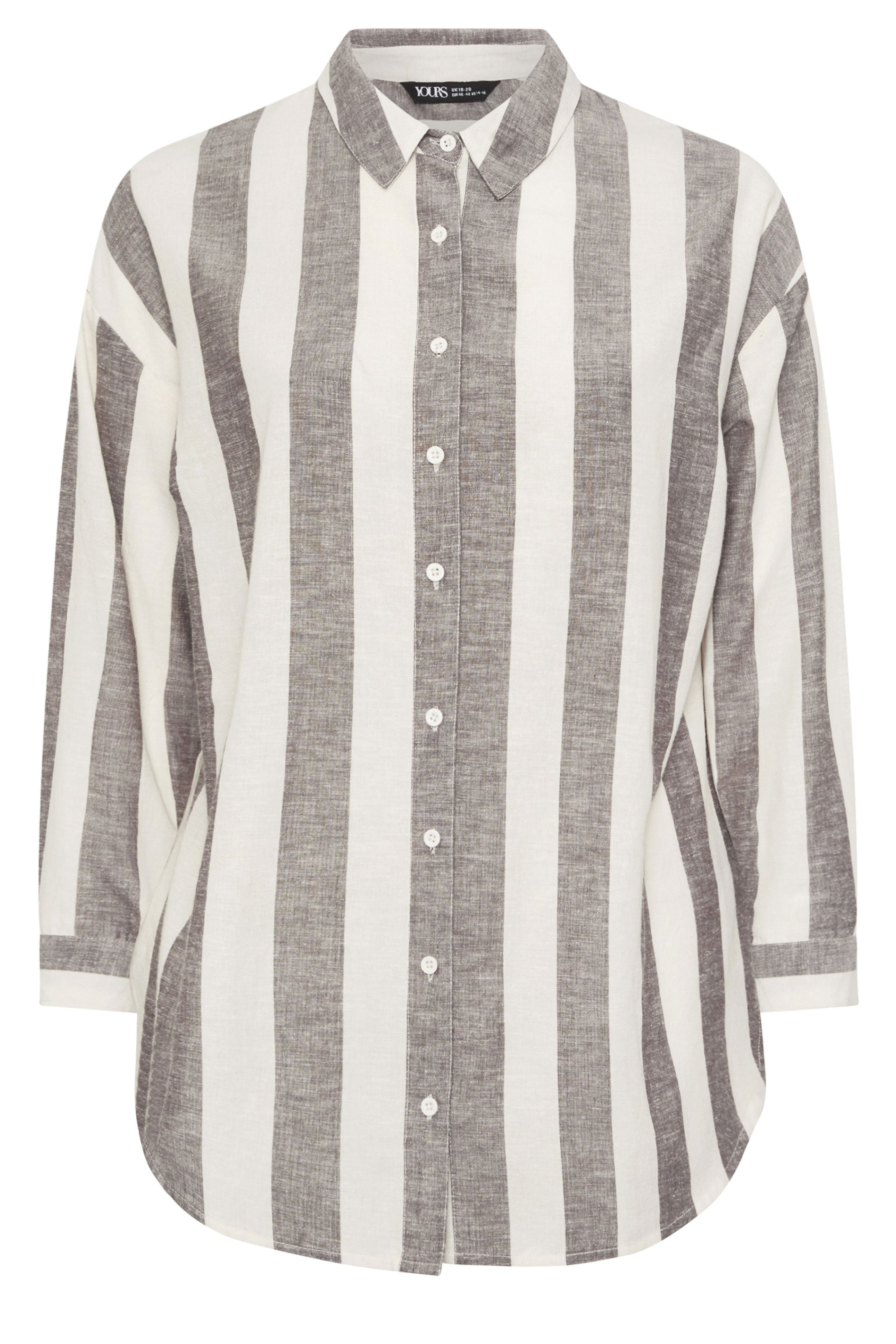 YOURS Plus Size Chocolate Brown Stripe Linen Shirt | Yours Clothing 6