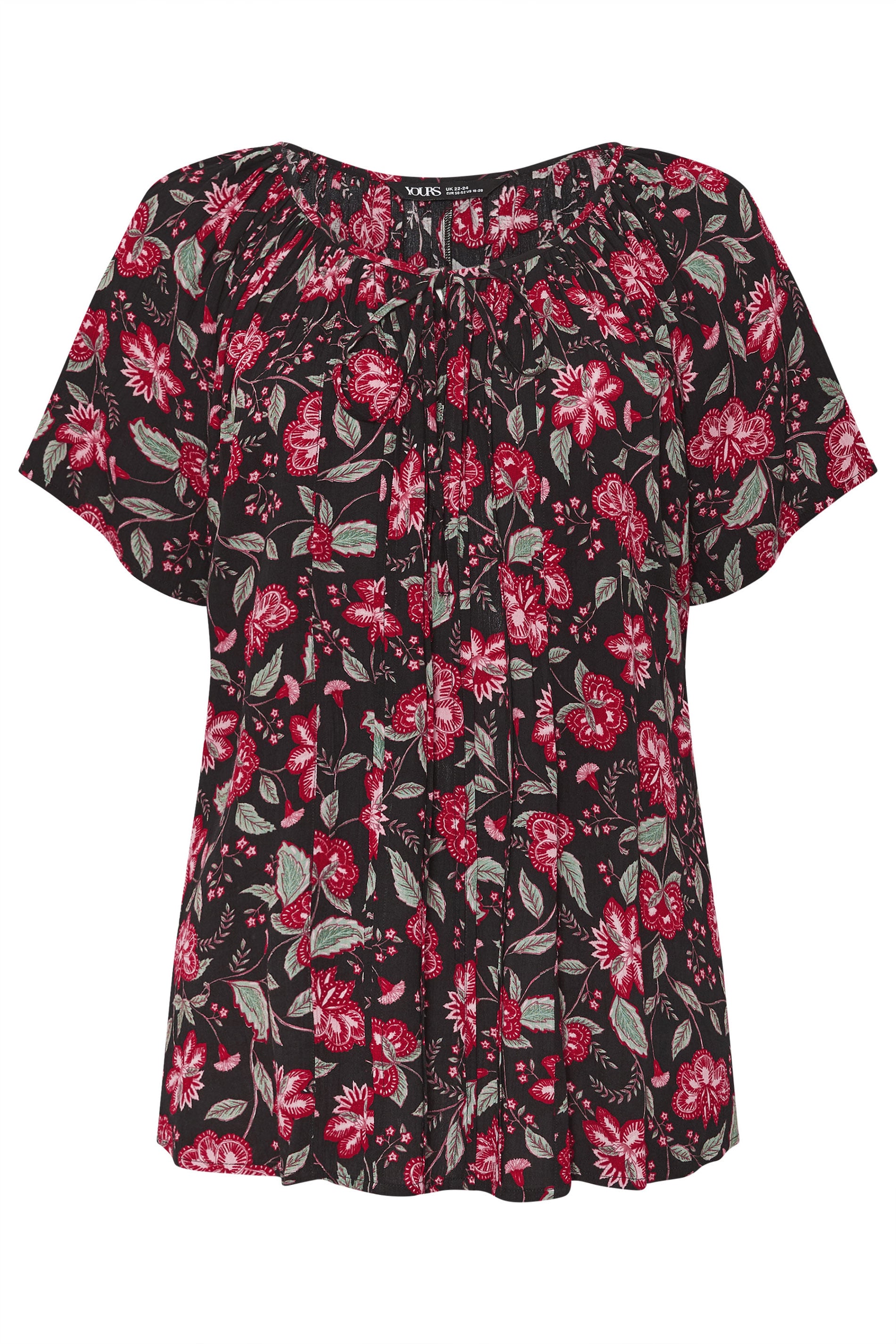 YOURS Plus Size Black Floral Pintuck Blouse | Yours Clothing 5
