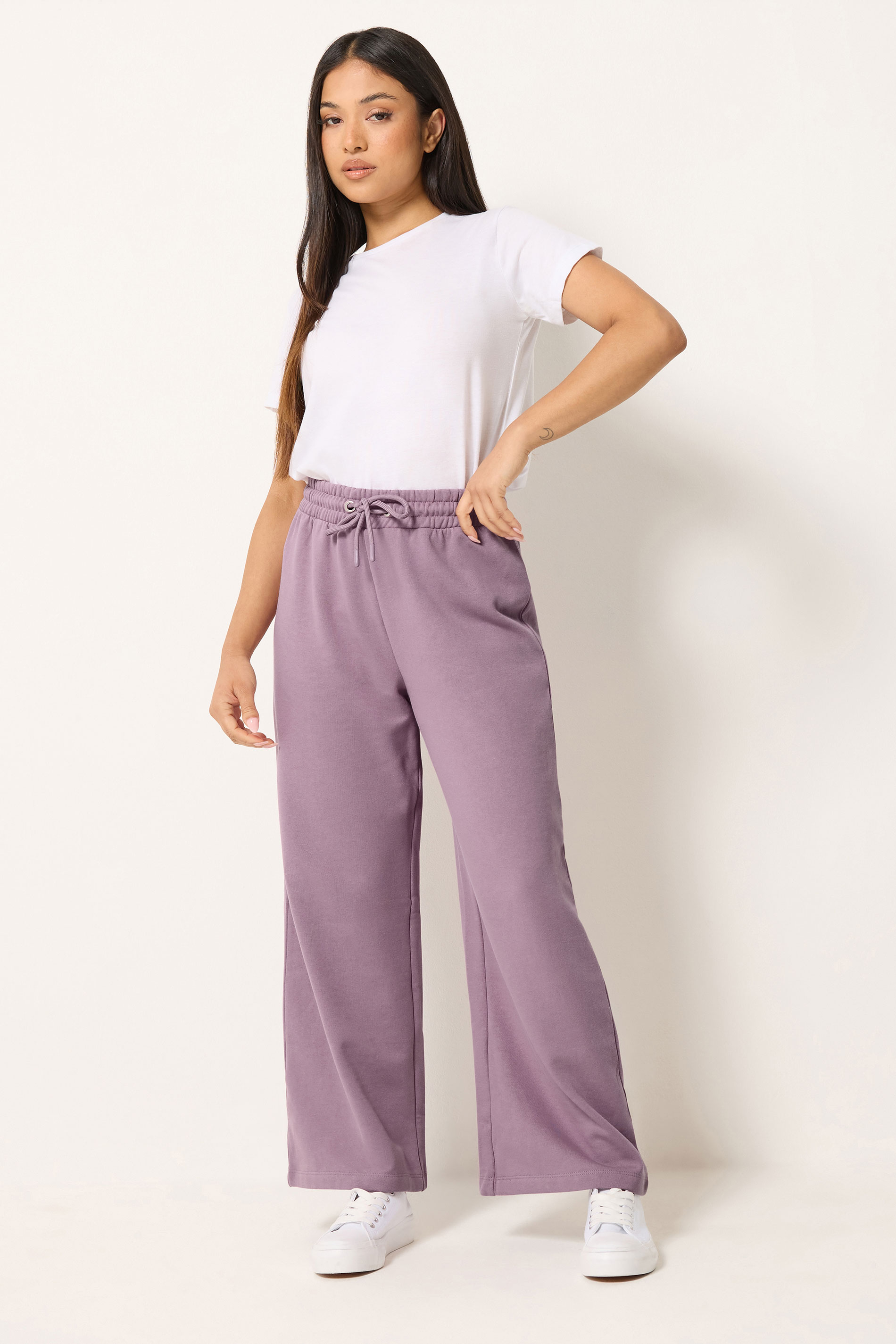 M&Co Petite Light Purple Wide Leg Joggers | M&Co 1