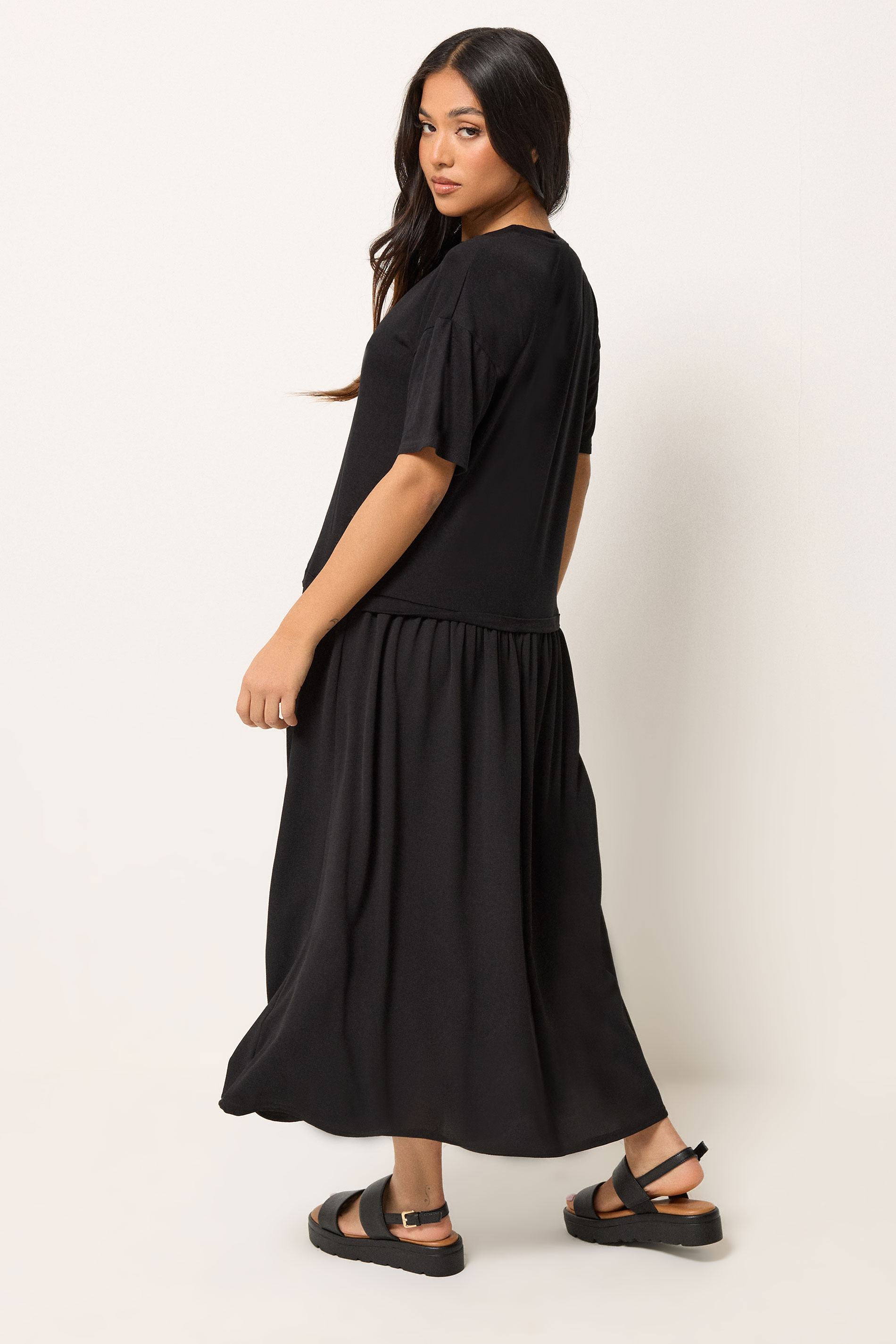 PixieGirl Petite Women's Black Drop Waist Maxi Dress | PixieGirl 2