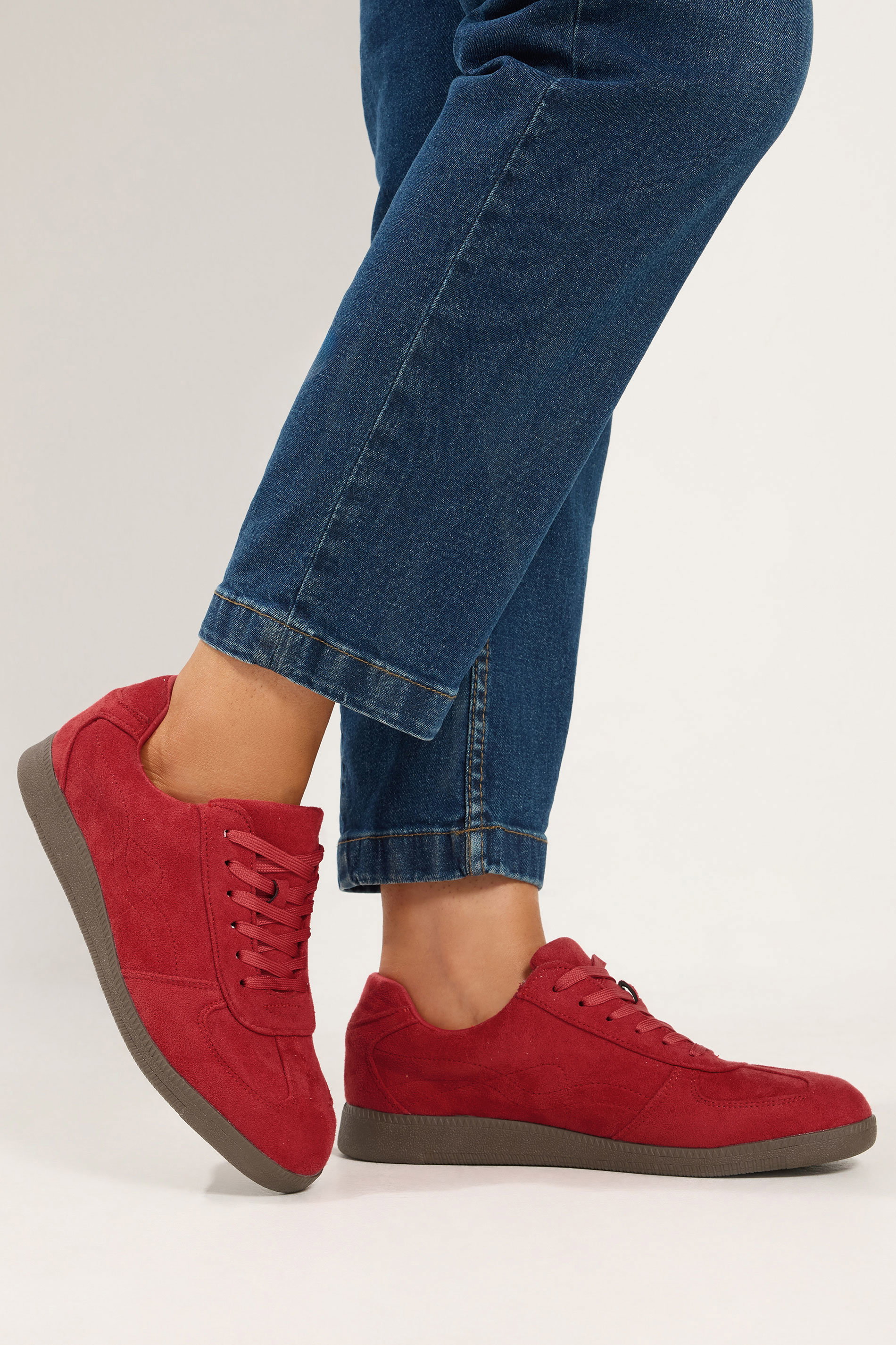 Yours Red Retro Trainers In Wide E & Extra Wide Eee Fit Size 37EEE