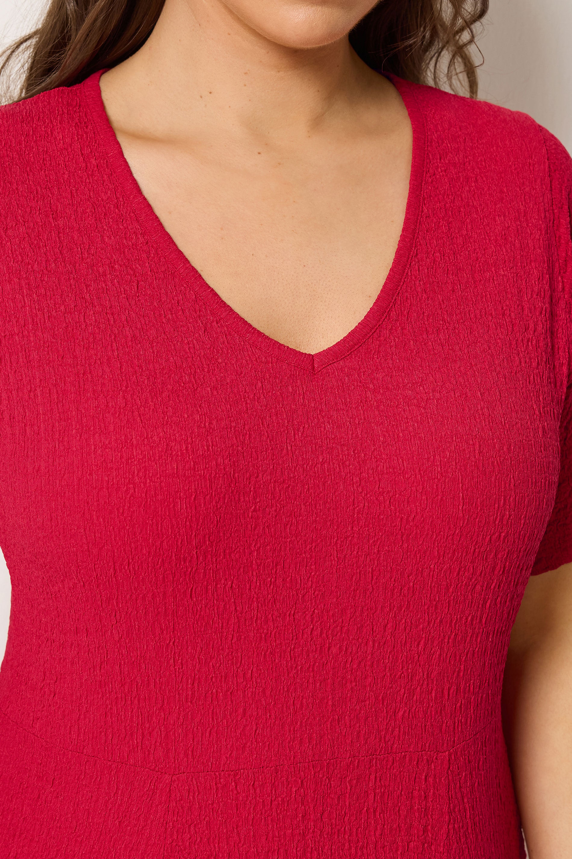 YOURS Plus Size Red Textured V-Neckline Maxi Dress | Yours Clothing 4