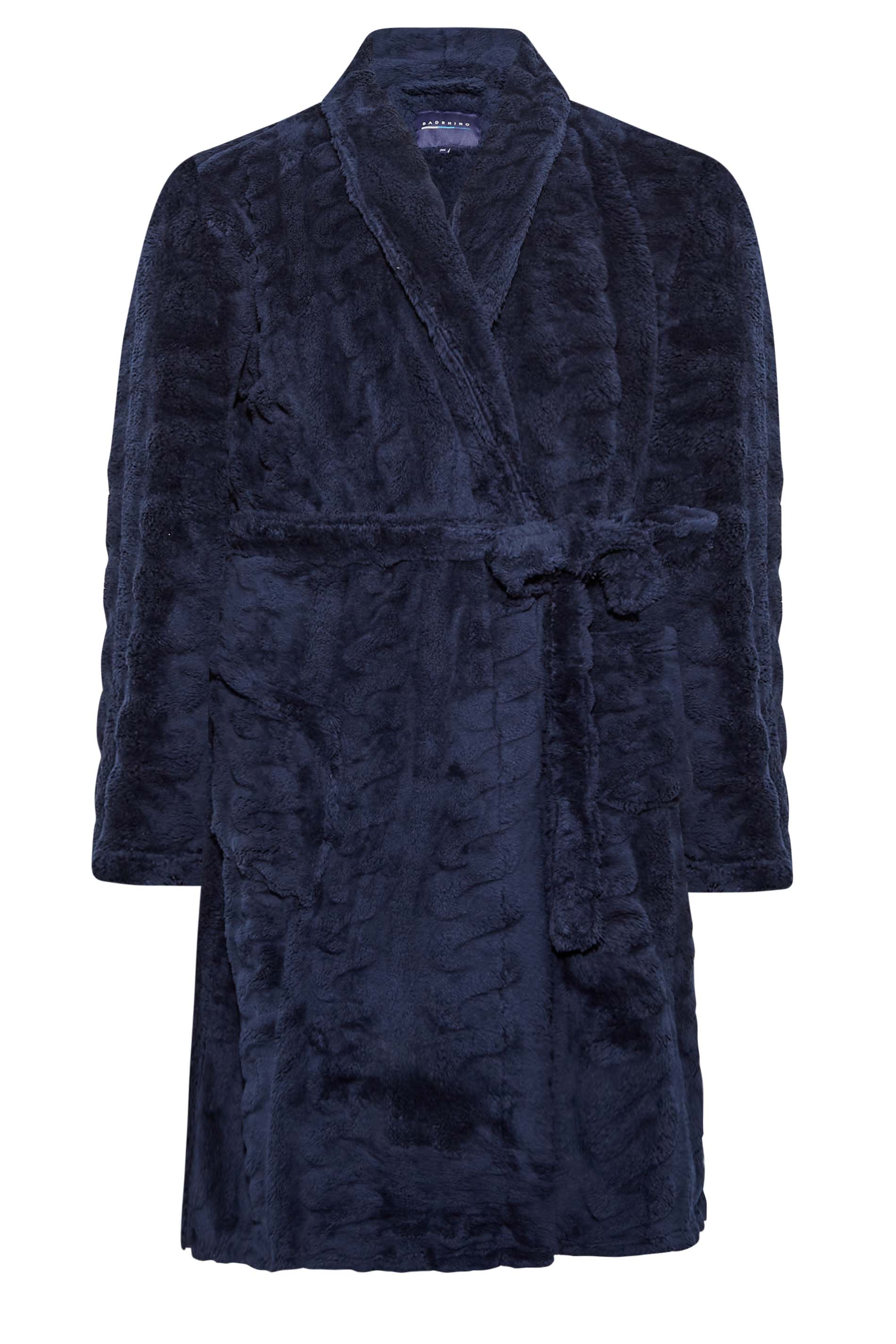 BadRhino Big & Tall Navy Blue Cable Dressing Gown | BadRhino 3