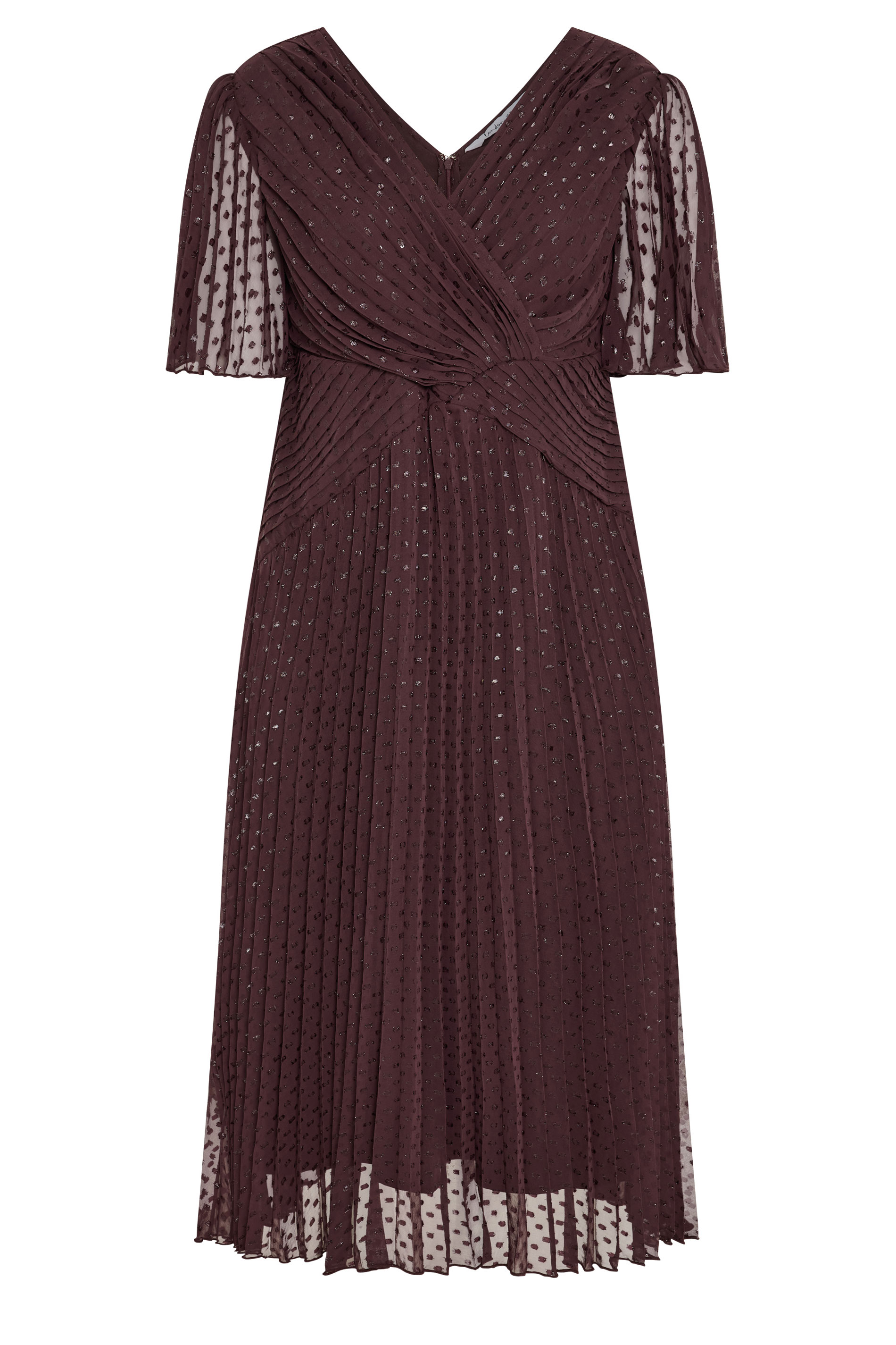 YOURS LONDON Plus Size Chocolate Brown Metallic Dobby Wrap Dress | Yours Clothing 5