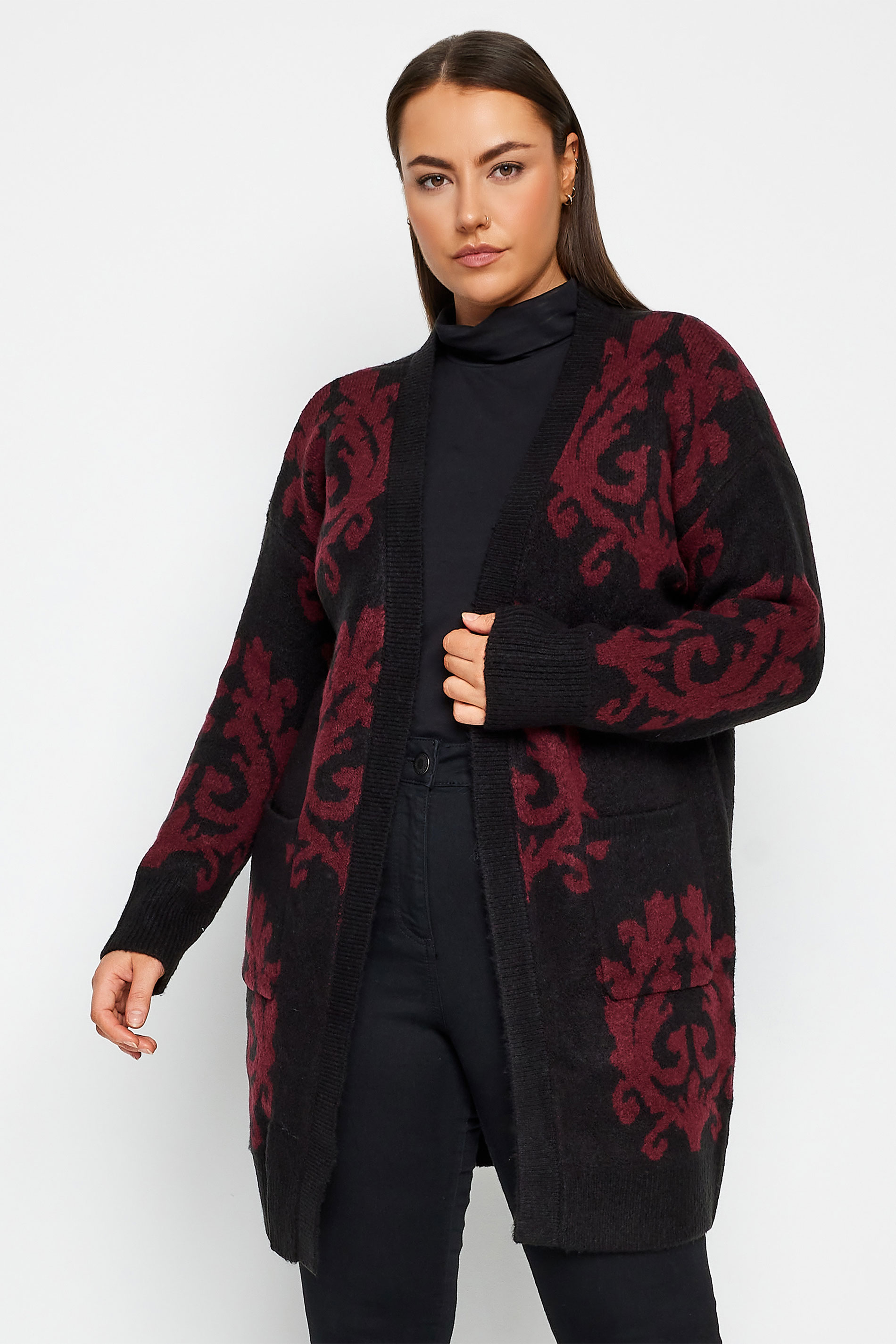 Evans Black & Red Knitted Cardigan 1