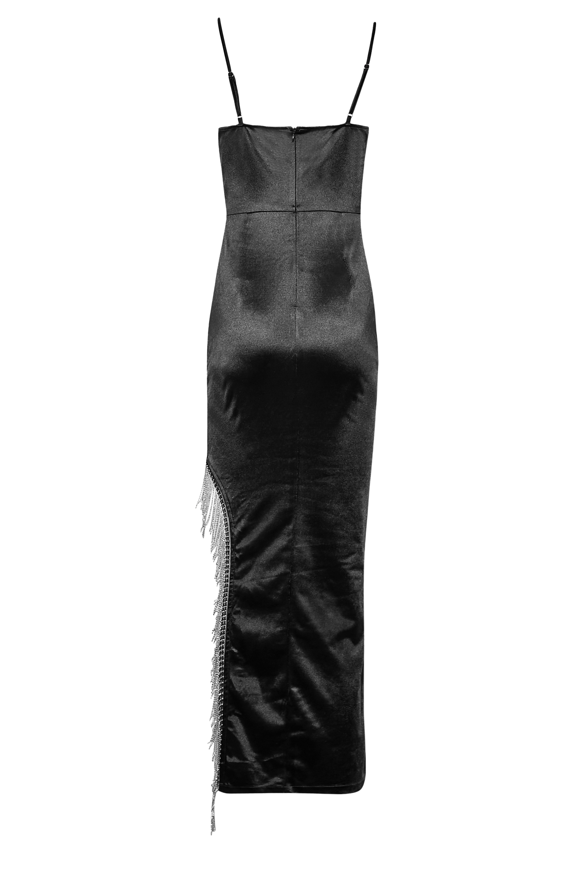 LTS Tall Black Maxi Diamante Spilt Slip Dress | Long Tall Sally 3