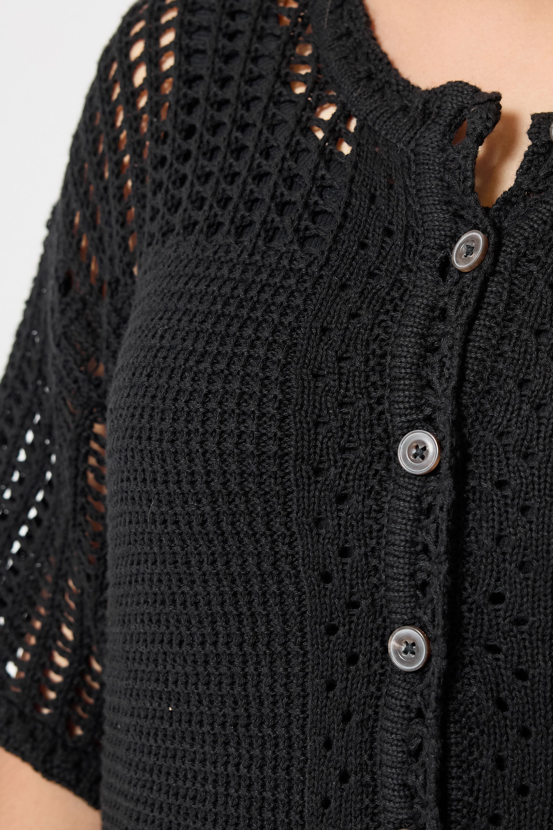 YOURS Plus Size Black Open Stitch Cardigan | Yours Clothing 4