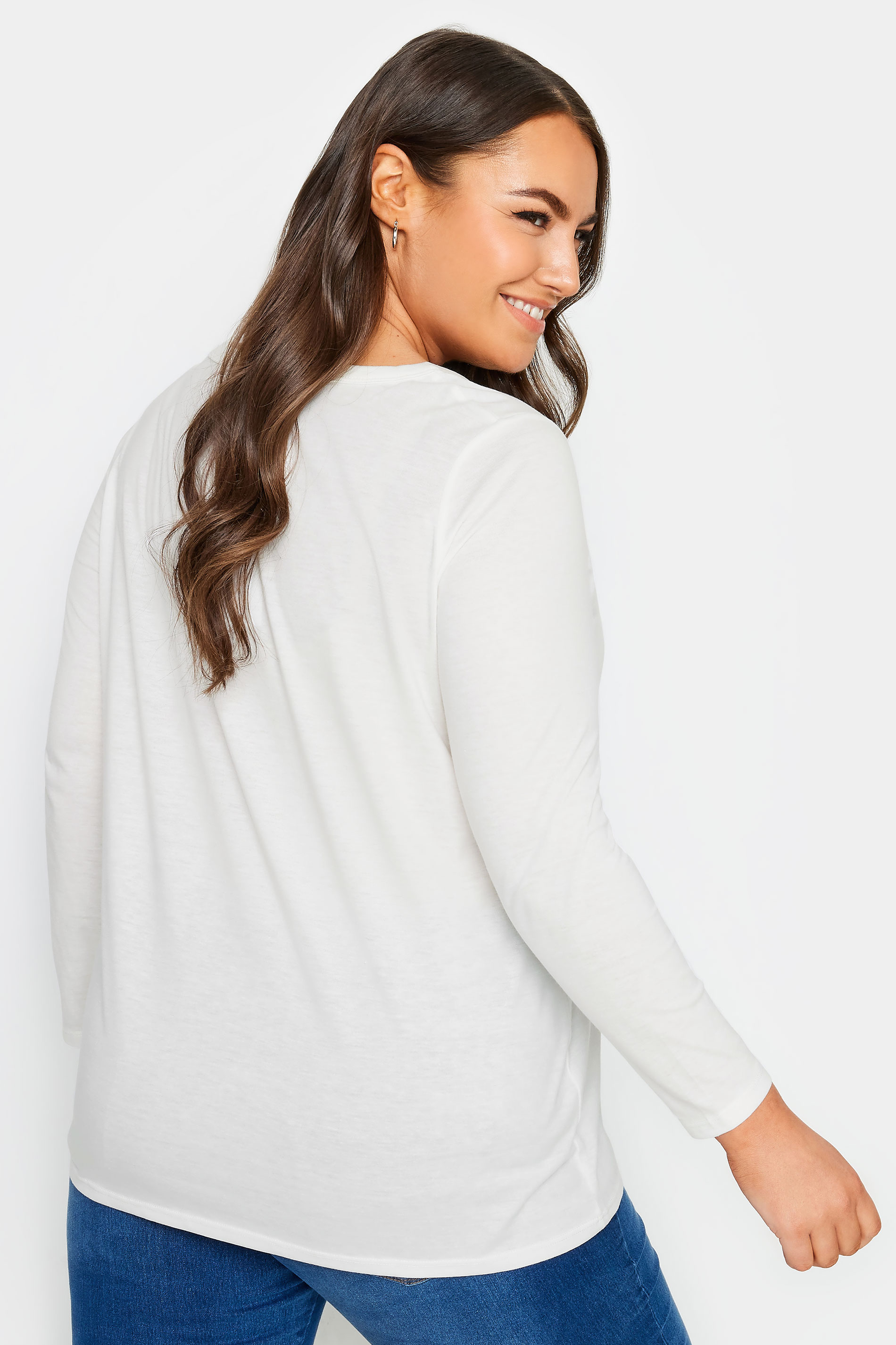 YOURS Plus Size White Long Sleeve Top | Yours Clothing 3
