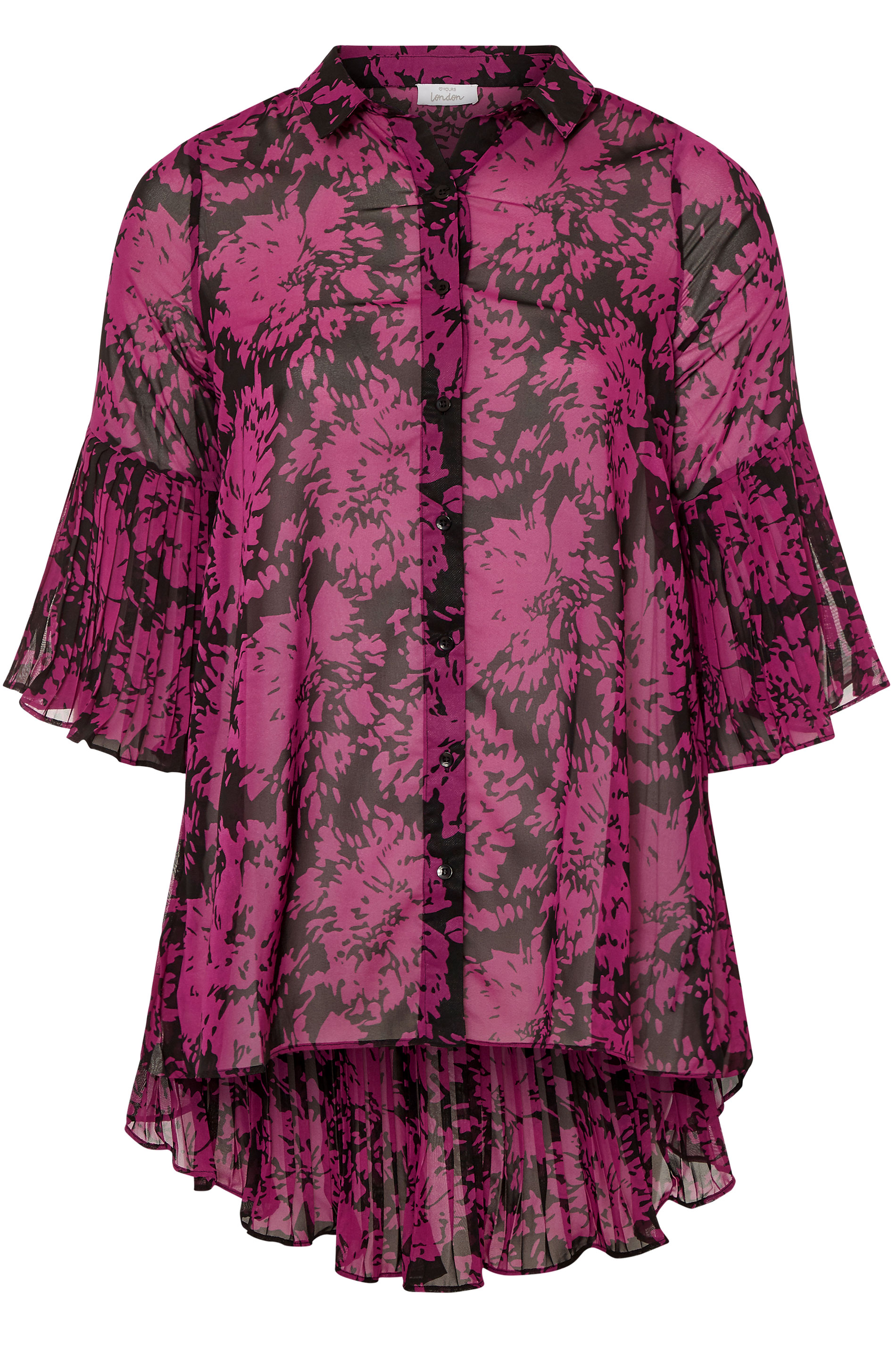 YOURS LONDON Pink Floral Pleat Back Shirt | Yours Clothing