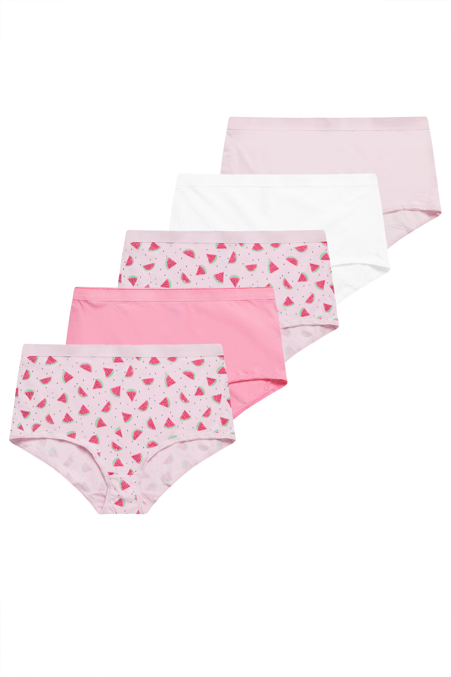 YOURSET 5 PACK Plus Size Pink Watermelon Print Full Briefs | Yours Clothing 3