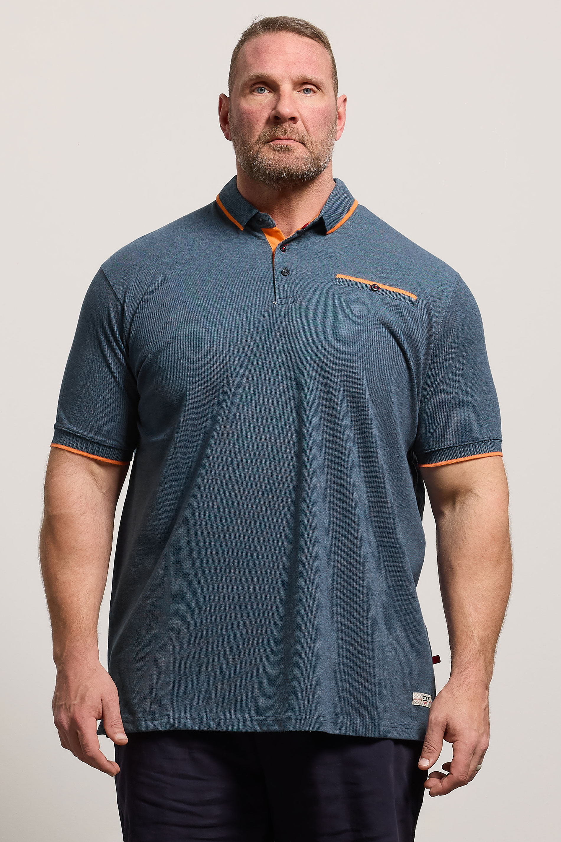 D555 Big & Tall Teal Blue Jacquard Polo Shirt | BadRhino 3