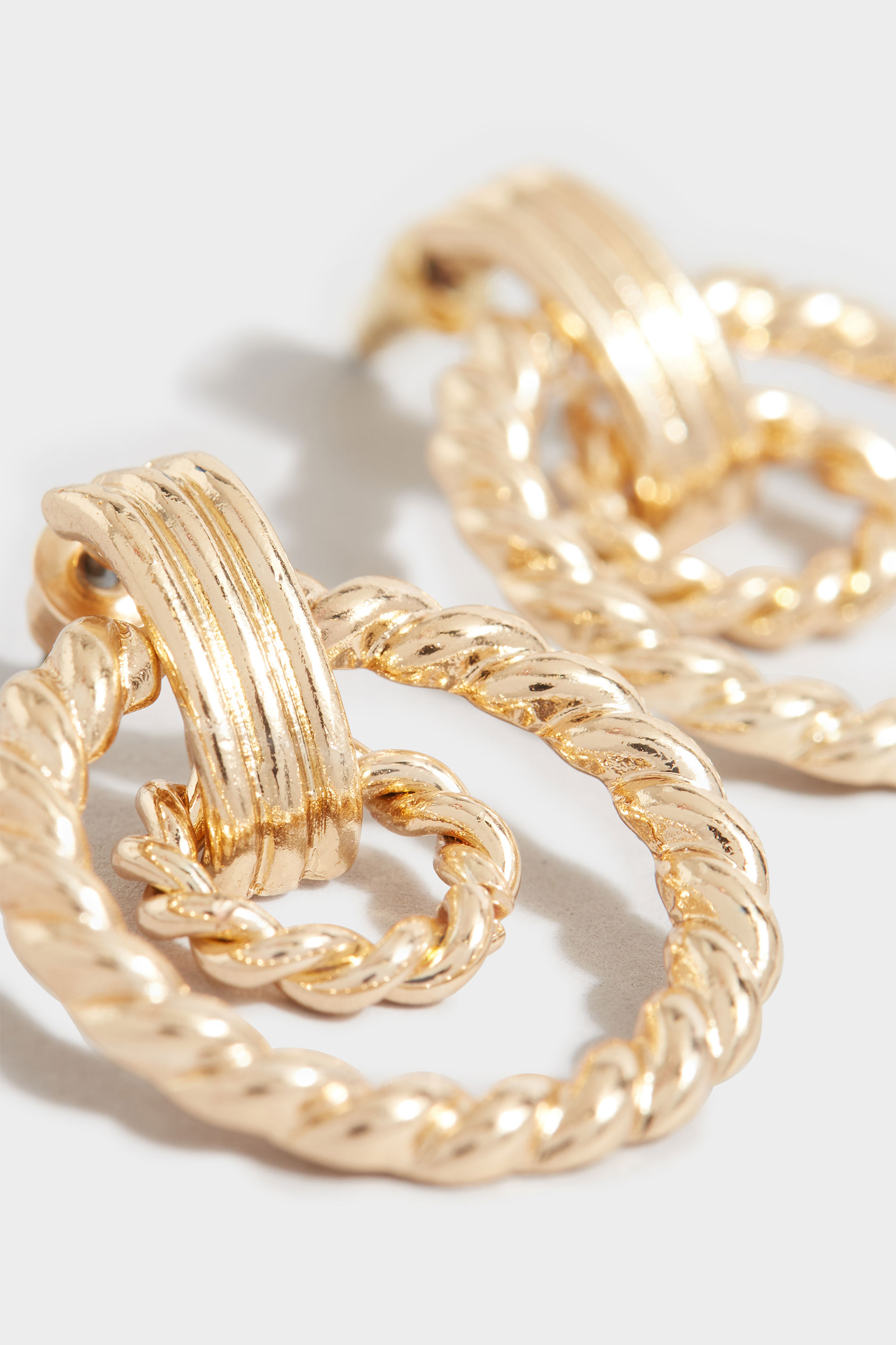 Gold Twisted Double Hoop Earrings | Yours Clothing 3