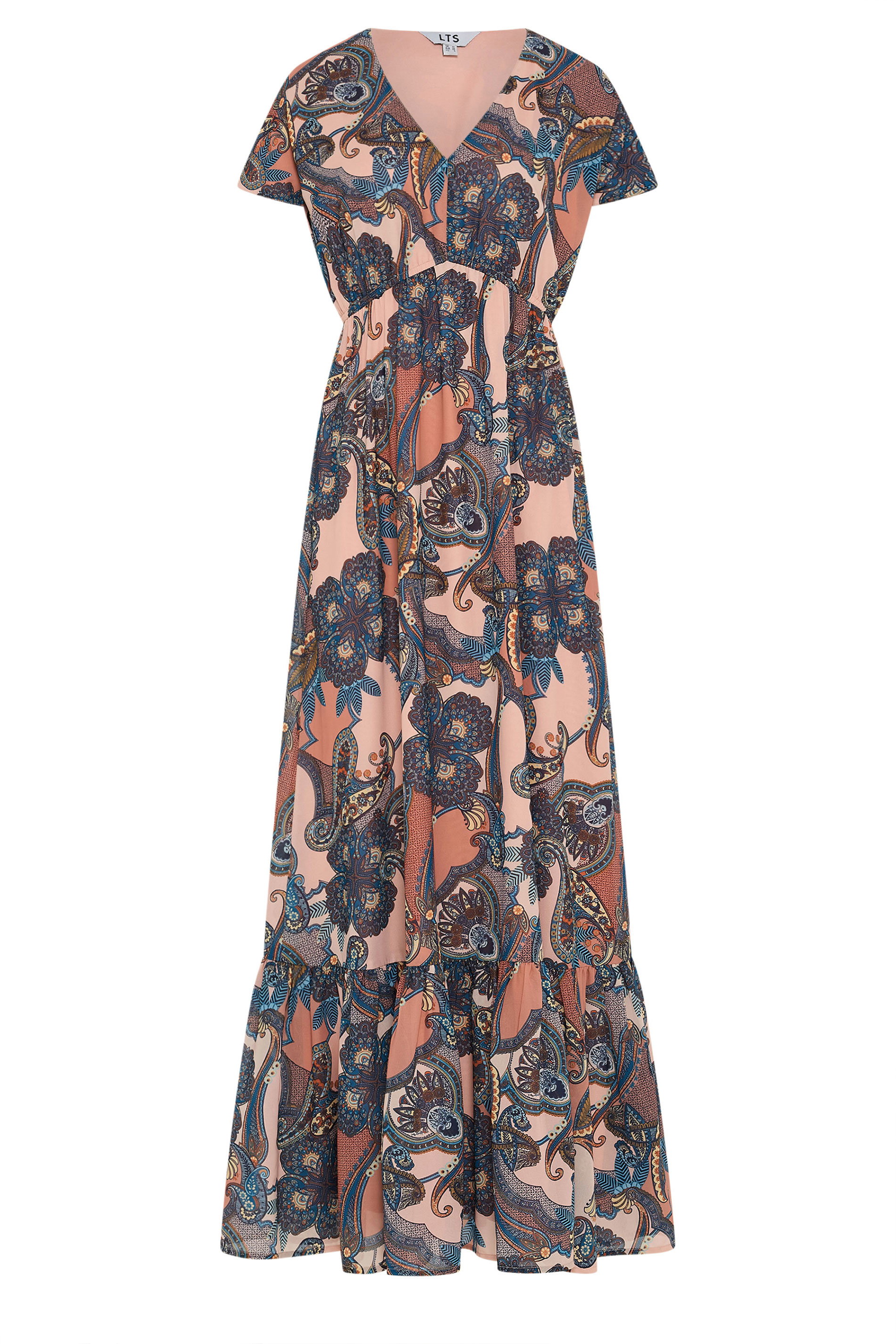 LTS Tall Women's Natural Brown Paisley Short Sleeve Maxi Dress | Long Tall Sally 5