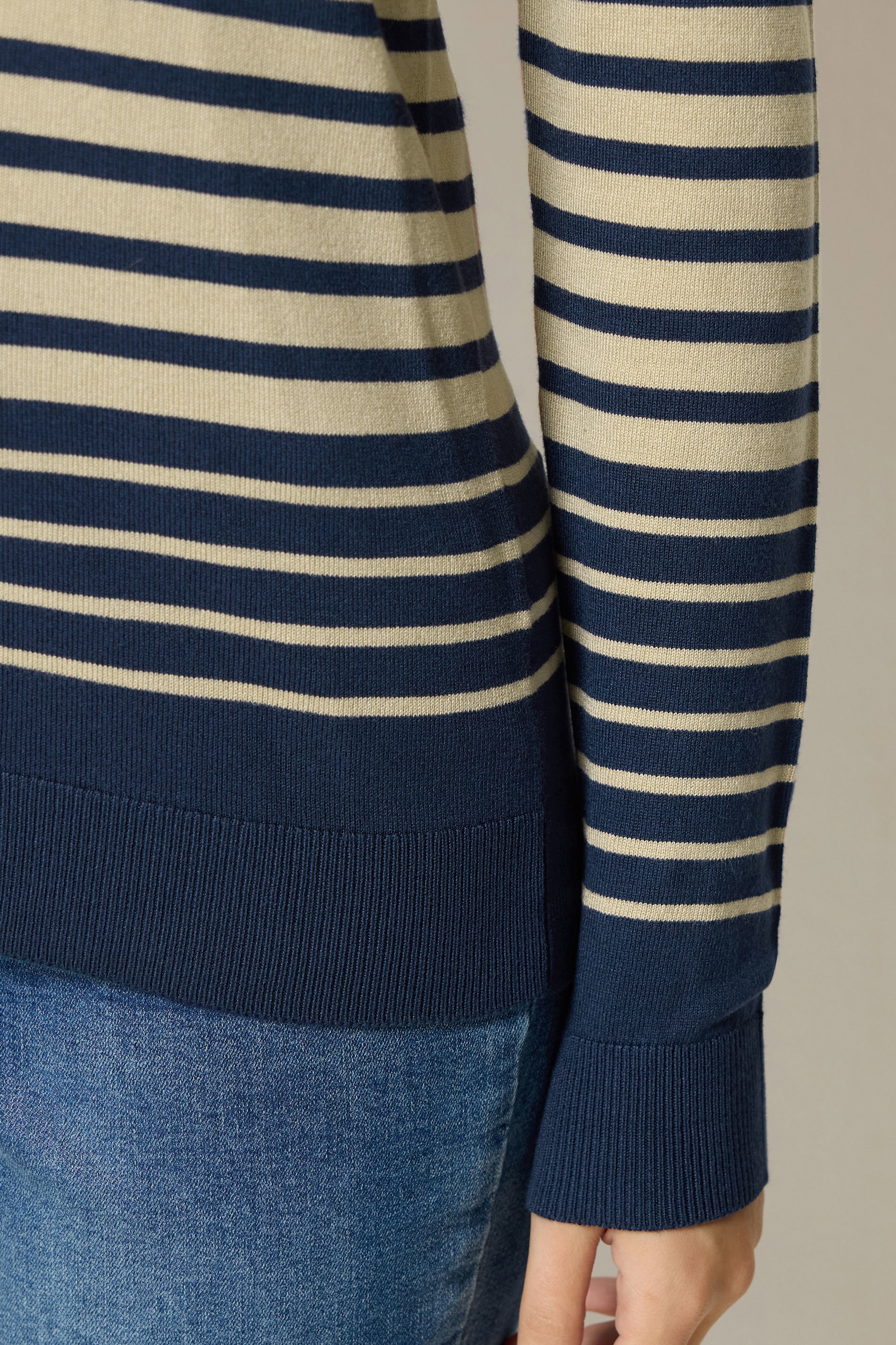 M&Co Navy Blue and Natural Brown Stripe Jumper | M&Co 4
