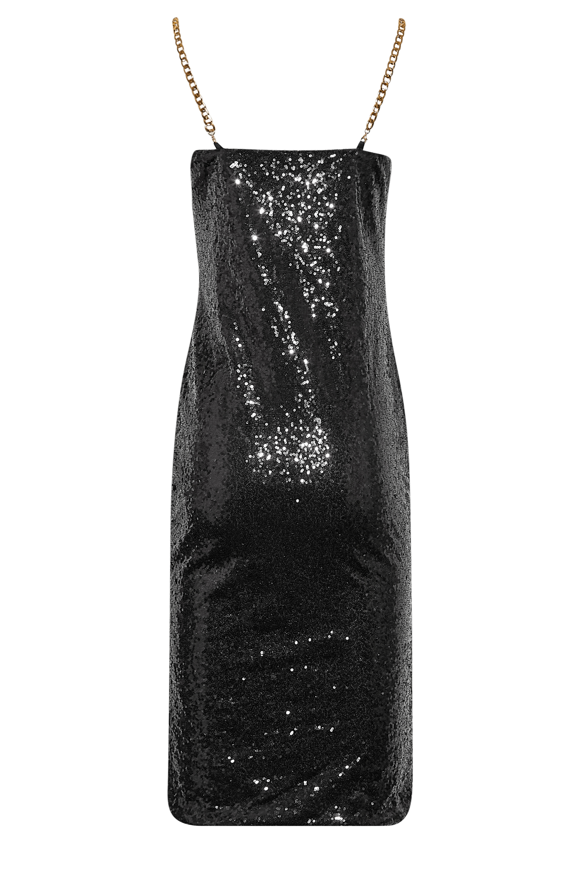 LTS Tall Women's Black Sequin Chain Strap Mini Dress | Long Tall Sally 3