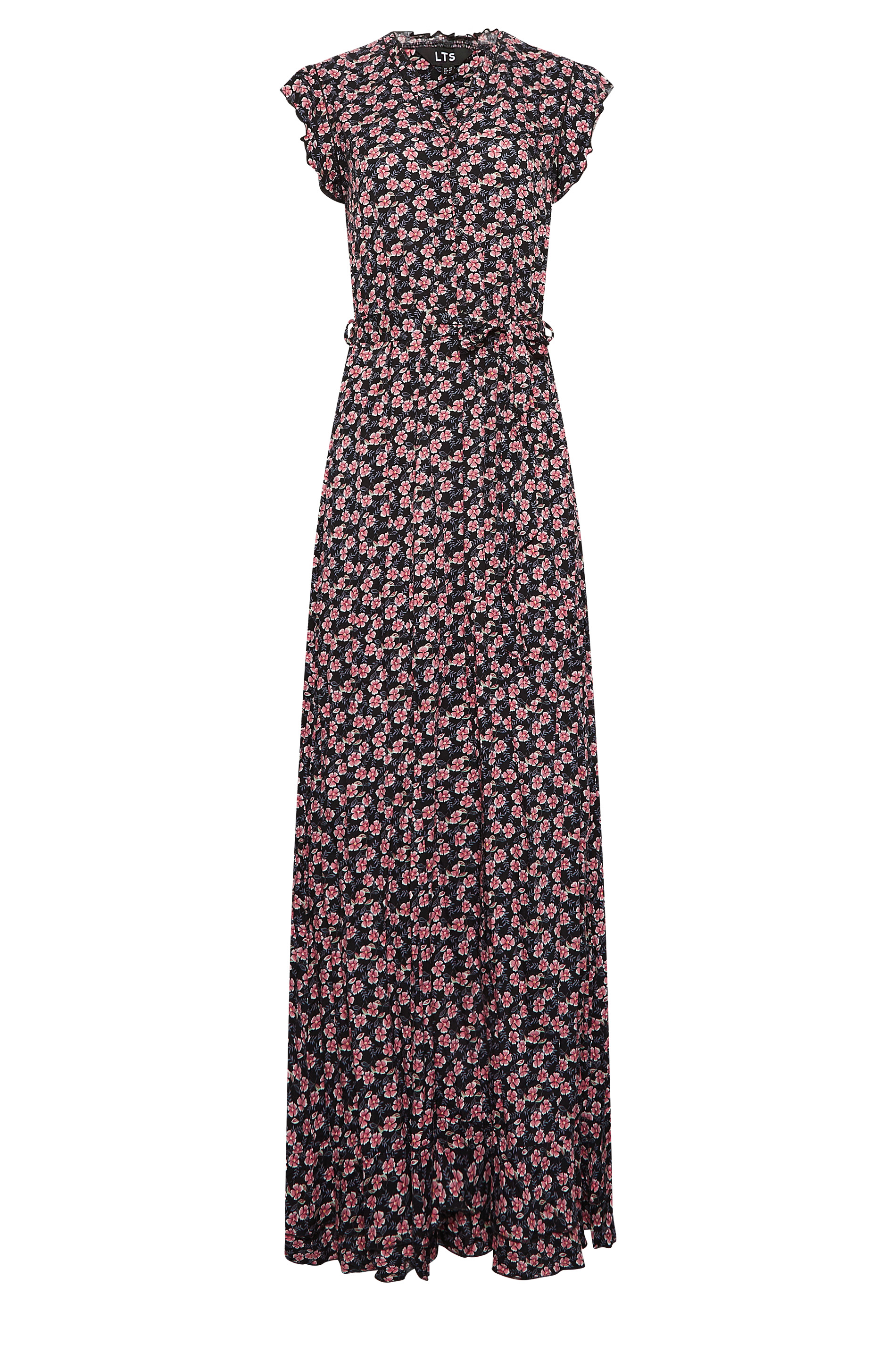 LTS Tall Women's Black Ditsy Floral Frill Maxi Dress | Long Tall Sally 2