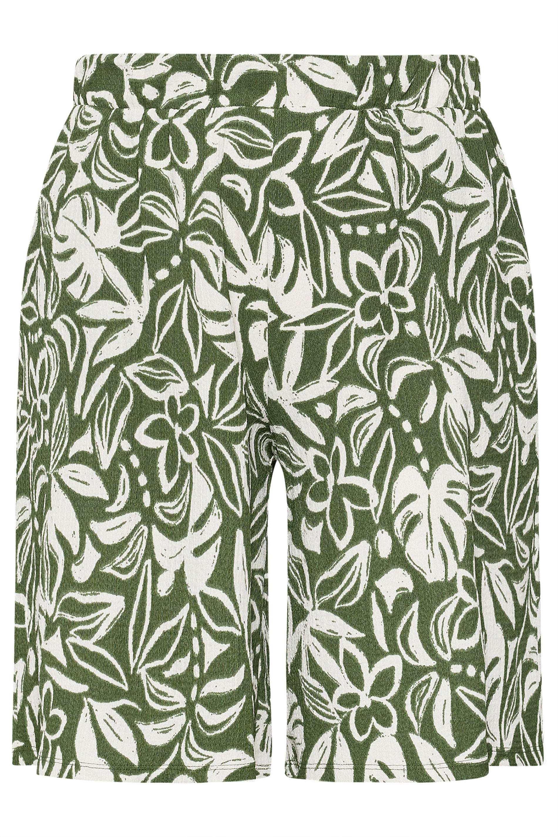 YOURS Plus Size Khaki Green Leaf Print Shorts | Yours Clothing 5