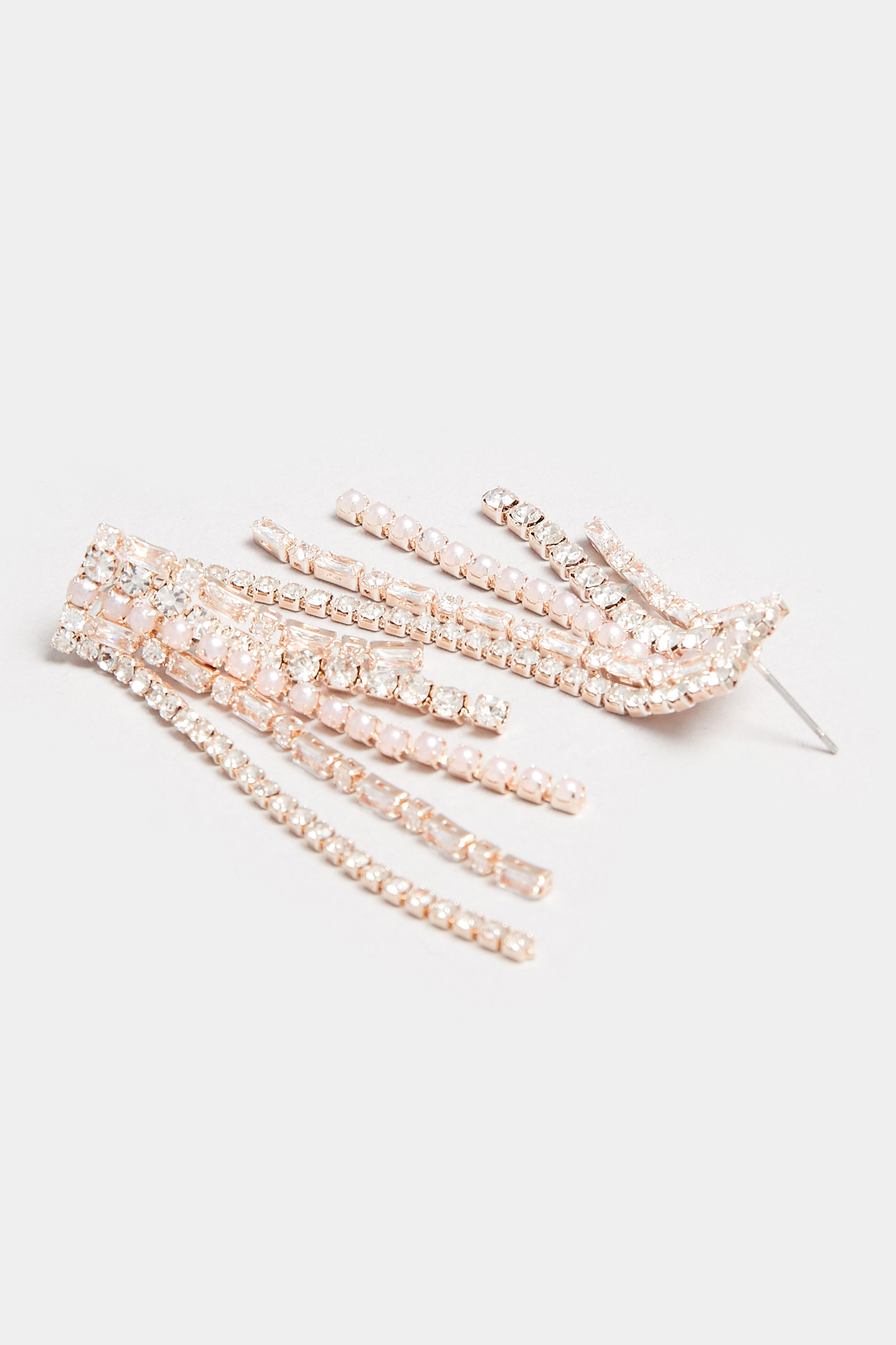 Gold Tone Diamante Pearl Drop Earrings | Yours Clothing 3